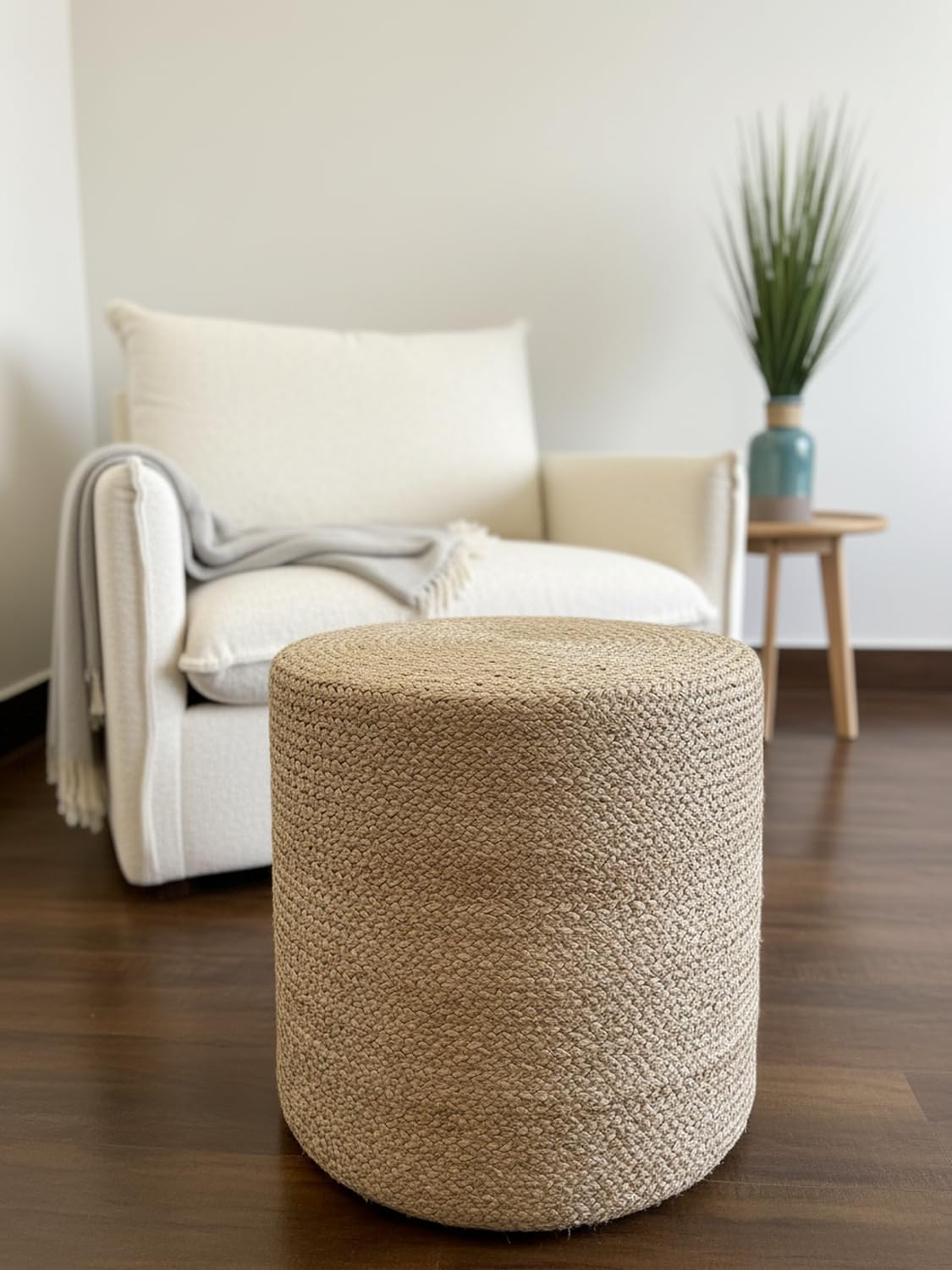 Amazon.com: S & L Homes Pouf Ottoman - 100% Natural Jute Braided