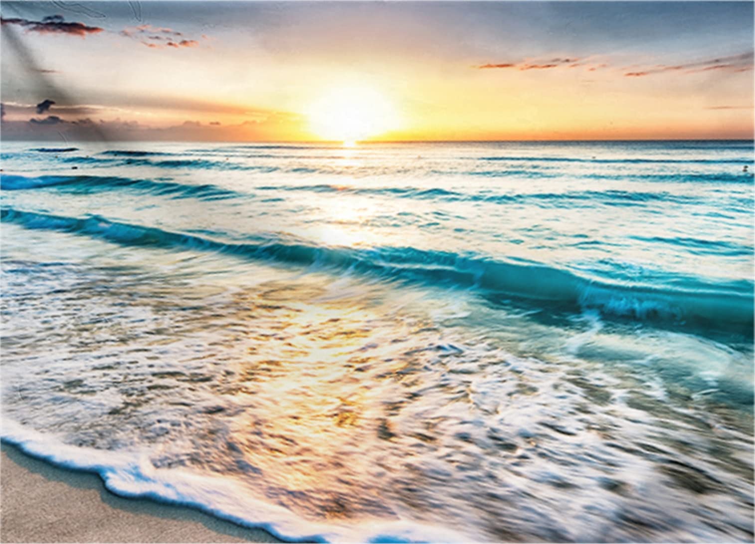 Ulticool, Sea Waves Beach Natural, Towel Microfibre, Travel Towel Quick Drying Bath Towel, 160x80 cm - Image 2