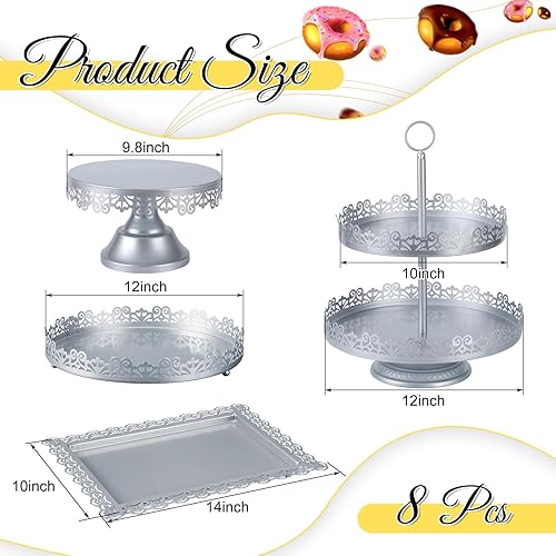 Miniatura 2 de Tioncy Juego de 8 soportes para tartas, soportes de exhibición de mesa de postres de metal para mesa de postres, soporte para cupcakes escalonados,