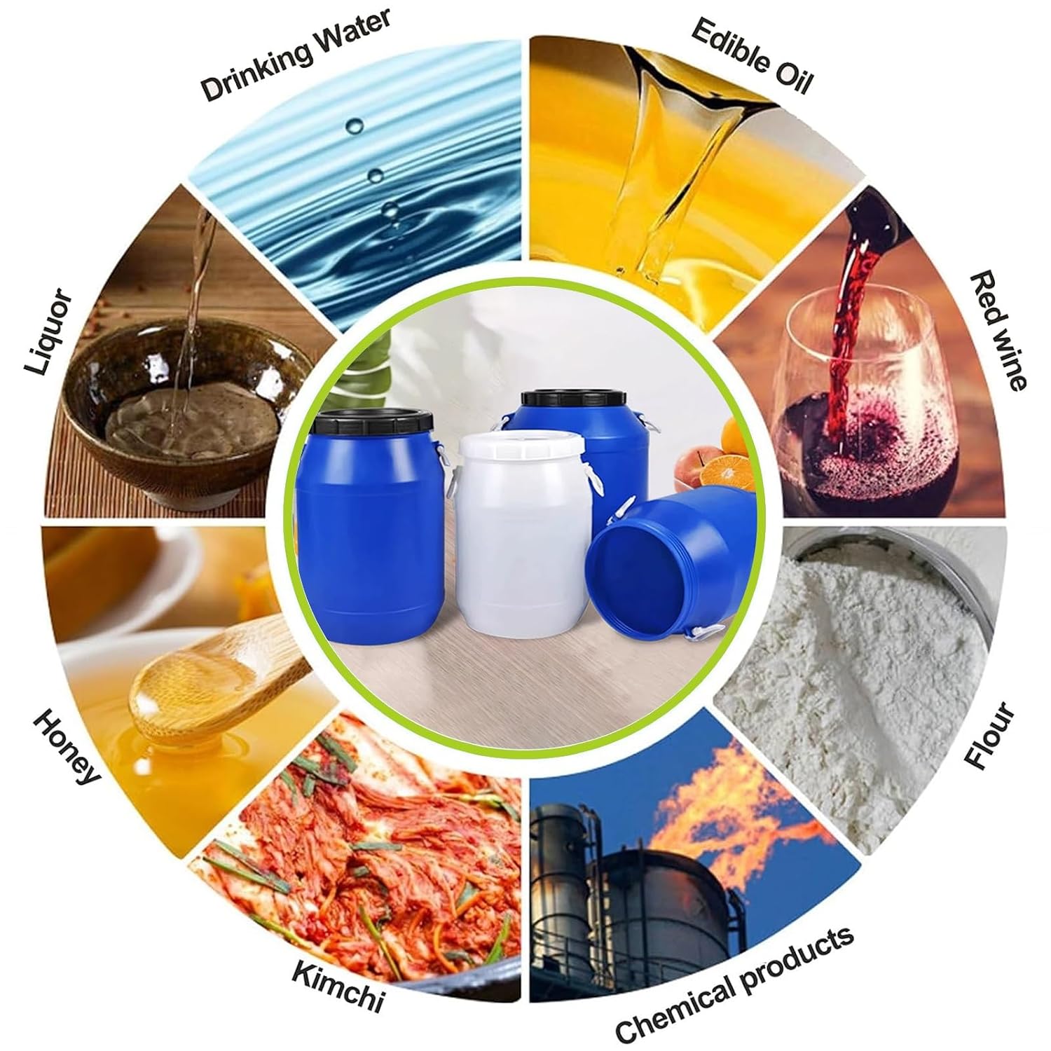 JKGHK Plastic Drum Water Tank, Plastic Sealed Storage Barrel with Lid | Rain Barrel Water Carrier, Food Storage Container for Home Factory Restaurant Emergency Preparedness(Blue,50L)