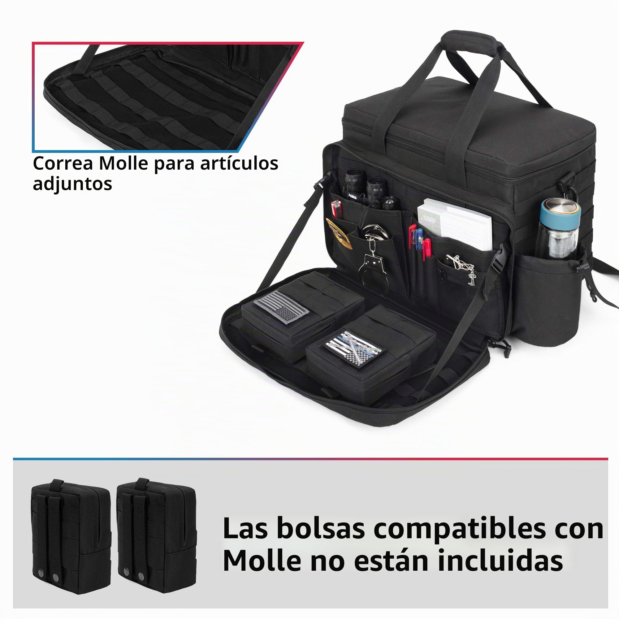 Trunab Bolsa de Patrulla Policía Bolsa Militar MOLLE Bolsa Táctica Policía, Organizador de Coche para Asiento Delantero, Bolsa Viaje Hombro con Compartimento para Laptop de 15,6