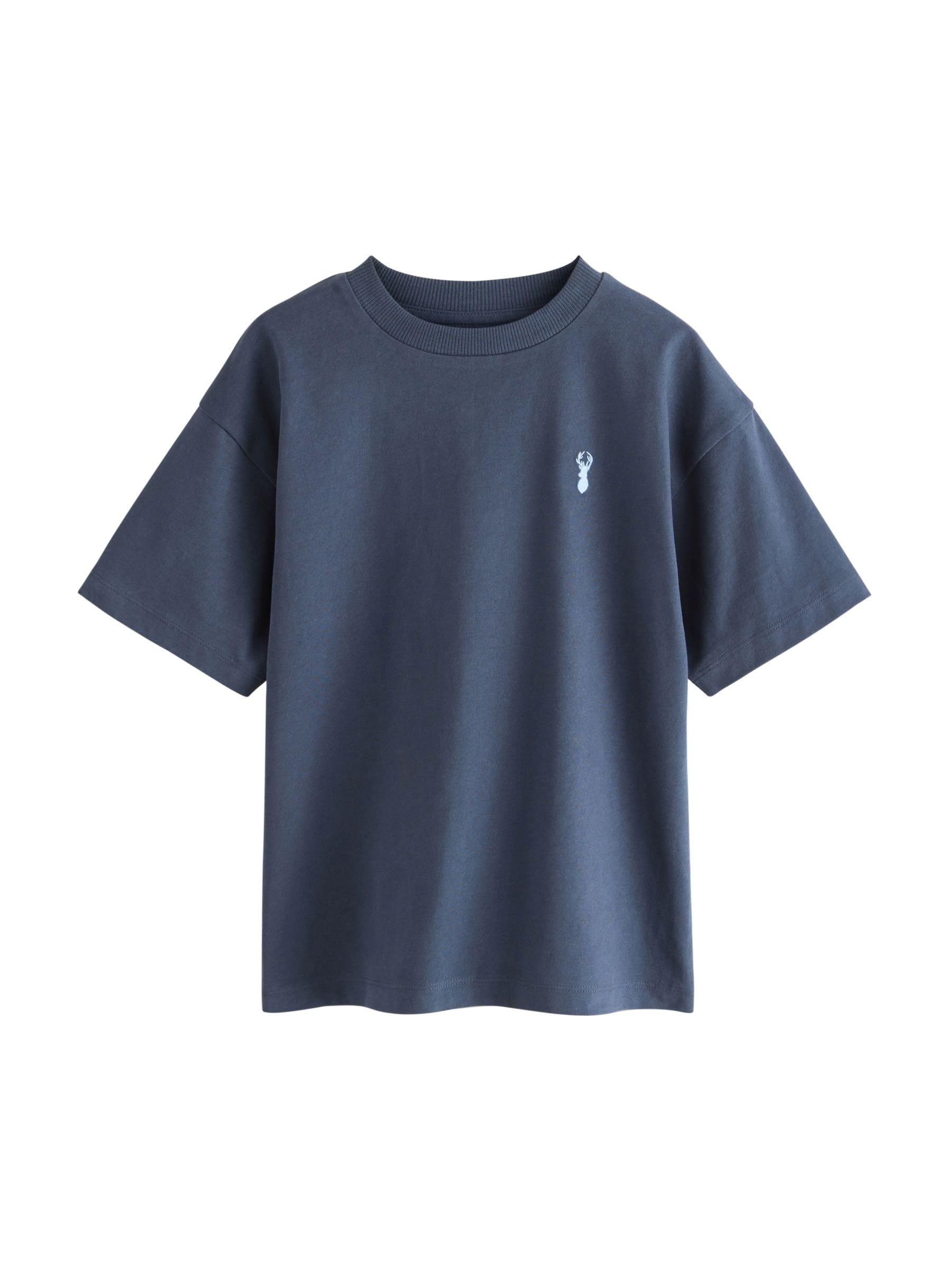 NEXT Ragazzo Confezione da 4 T-Shirt con Cervo Ricamato | Bambino, Standard, Pull On, 100% cotone, Lavabile in lavatrice