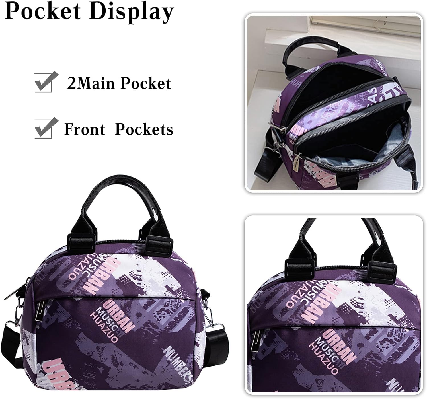 CORIOS Women's Canvas Shoulder Bag - Multi Pockets Crossbody Top Handle Hobo Tote Messenger Bag