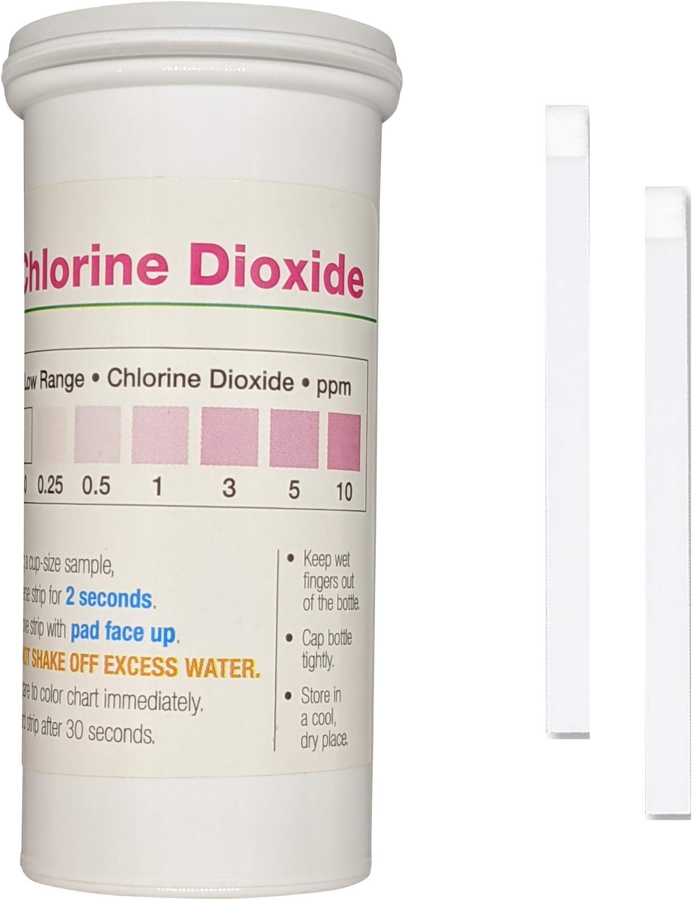 Chlorine Dioxide Single Factor Test Strips, 0-10 ppm [Vial of 50 Strips]