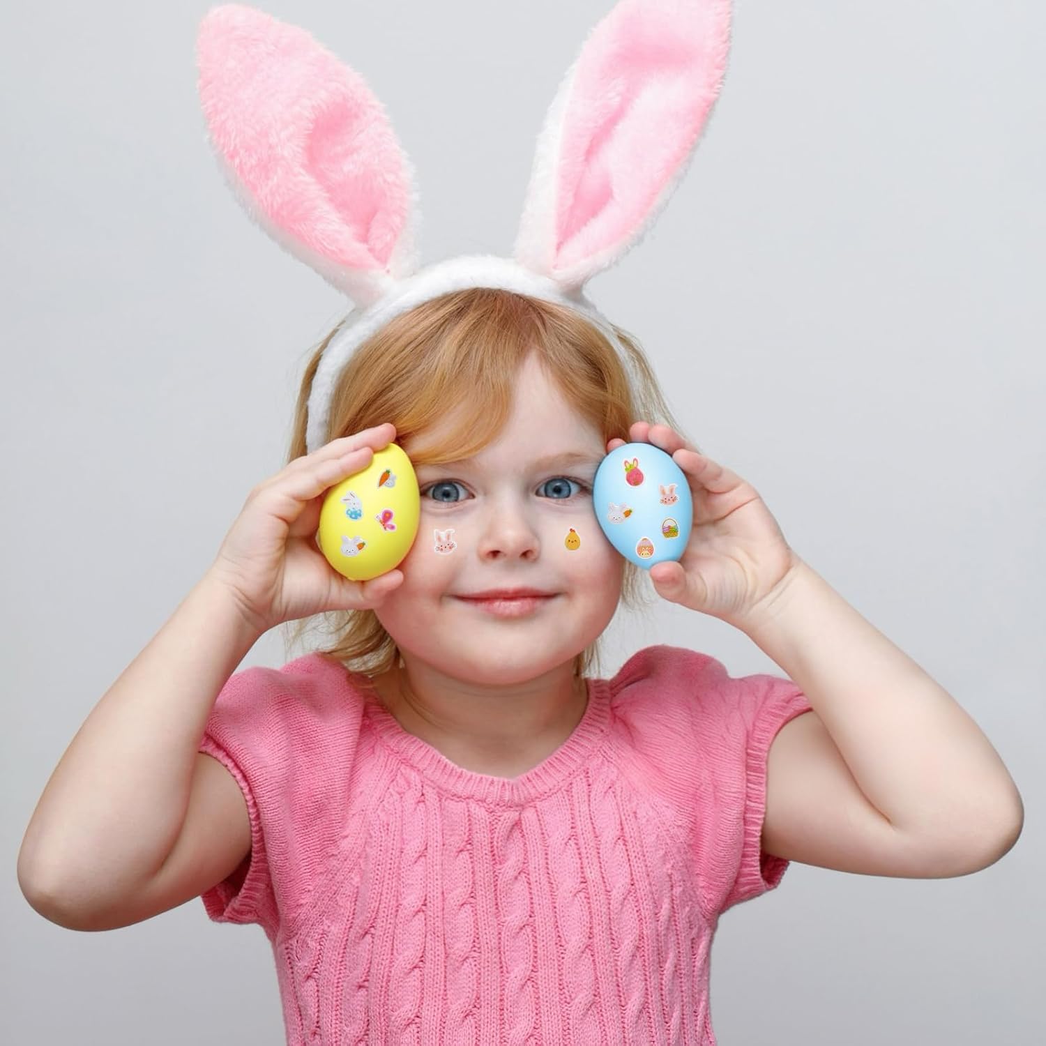 30/60 Pairs Easter Bunny Sticker Earrings Kids Stick on Earrings For Little Girls 4-6 Girls 3D Sticker Earrings Self-Adhesive Gem Stickers