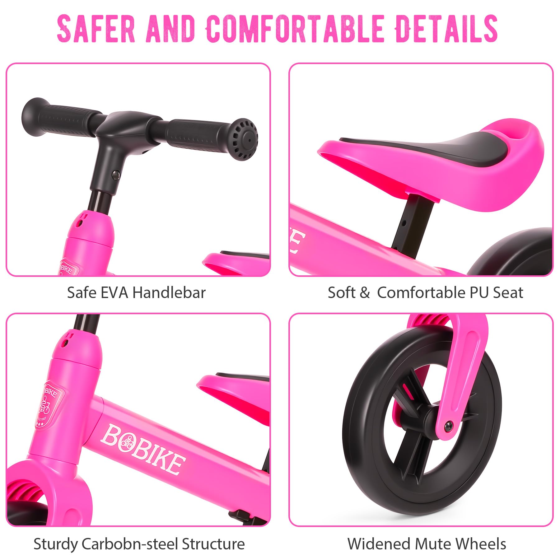 VITONIS Bicicletta Bambini Senza Pedali per 1,5-4 Anni Fino a 25 Kg, volante e sellino Regolabili in Altezza, Bloccasterzo