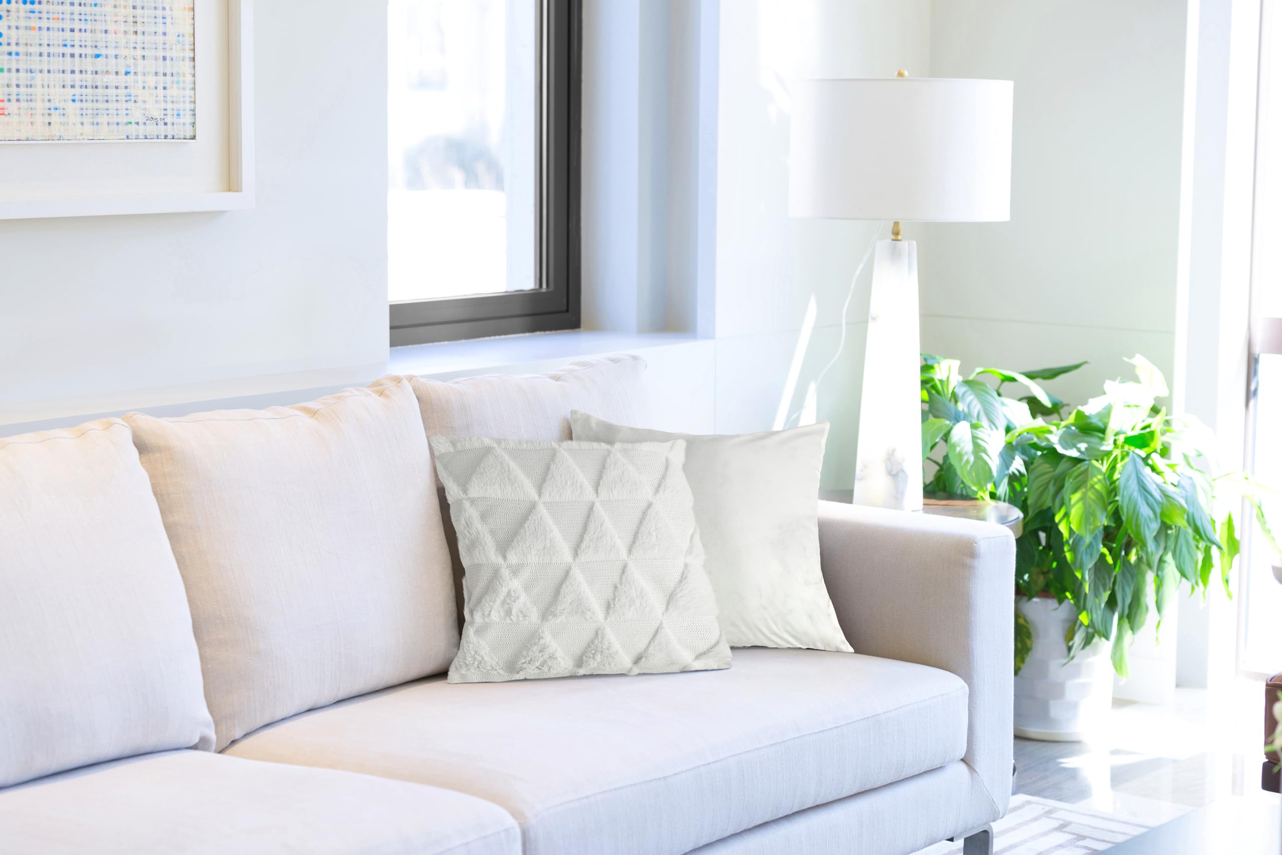 Emma Barclay Nyla Soft Touch Geometric Tufted Cushion Cover (White), 43 x 43 cm (Pack of 1) - Image 2