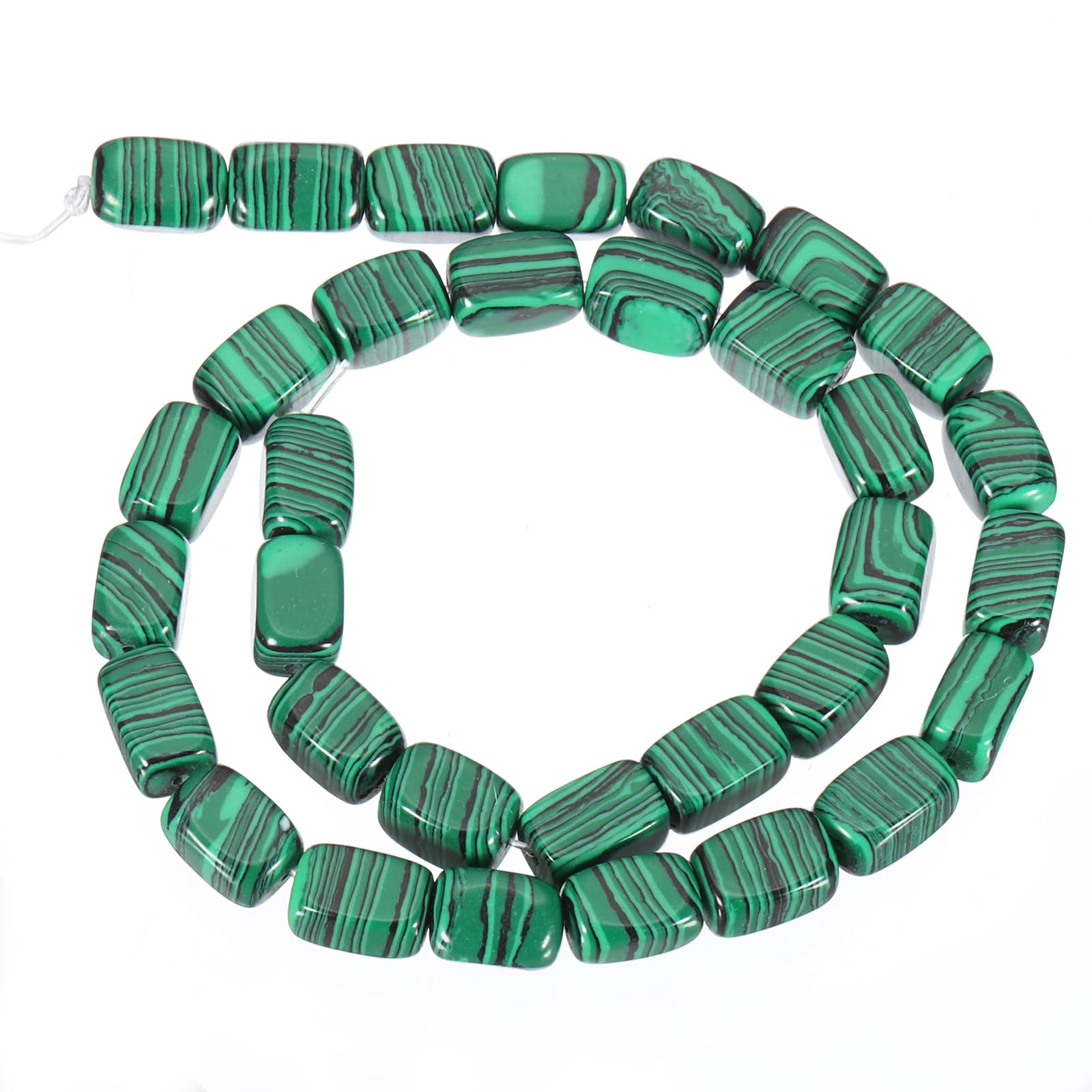 PATIKIL 12x8mm Natural Stone Peacock Green Crystal Agate Beads for Jewelry Making 1 Strand 15"/38cm Cuboid Loose Spacer Beads - Image 4