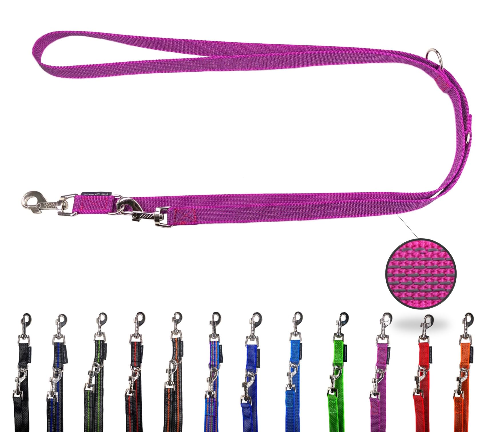 Hundeleine gummiert verstellbar/Doppelleine gummiert für mittlere und große Hunde / 2m / 2,40m / 2,80m / 3,50m / 5m (Flieder, 2m)
