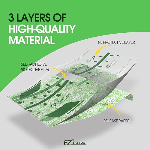 Miniatura 3 de EZTAT2 Tattoo Aftercare - Película Derm transparente para vendaje impermeable, 20 hojas, envolturas adhesivas transparentes de 5.9 x 7.9 pulgadas,