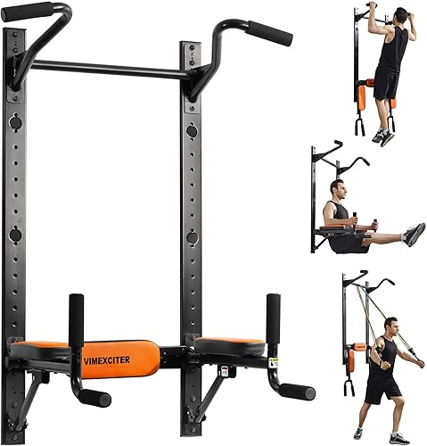 Barra de dominadas plegable montada en la pared para gimnasio en casa, estante de fitness multifunción, soportes de inmersión de entrenamiento de