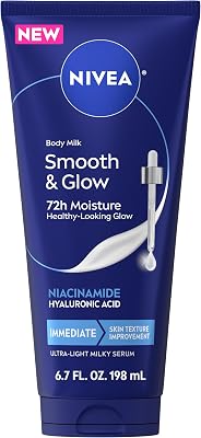 NIVEA Body Milk Smooth and Glow Ultra-Light Milky Serum, 6.7 FL OZ | Body Moisturizer Enriched with Niacinamide and Hyalur...
