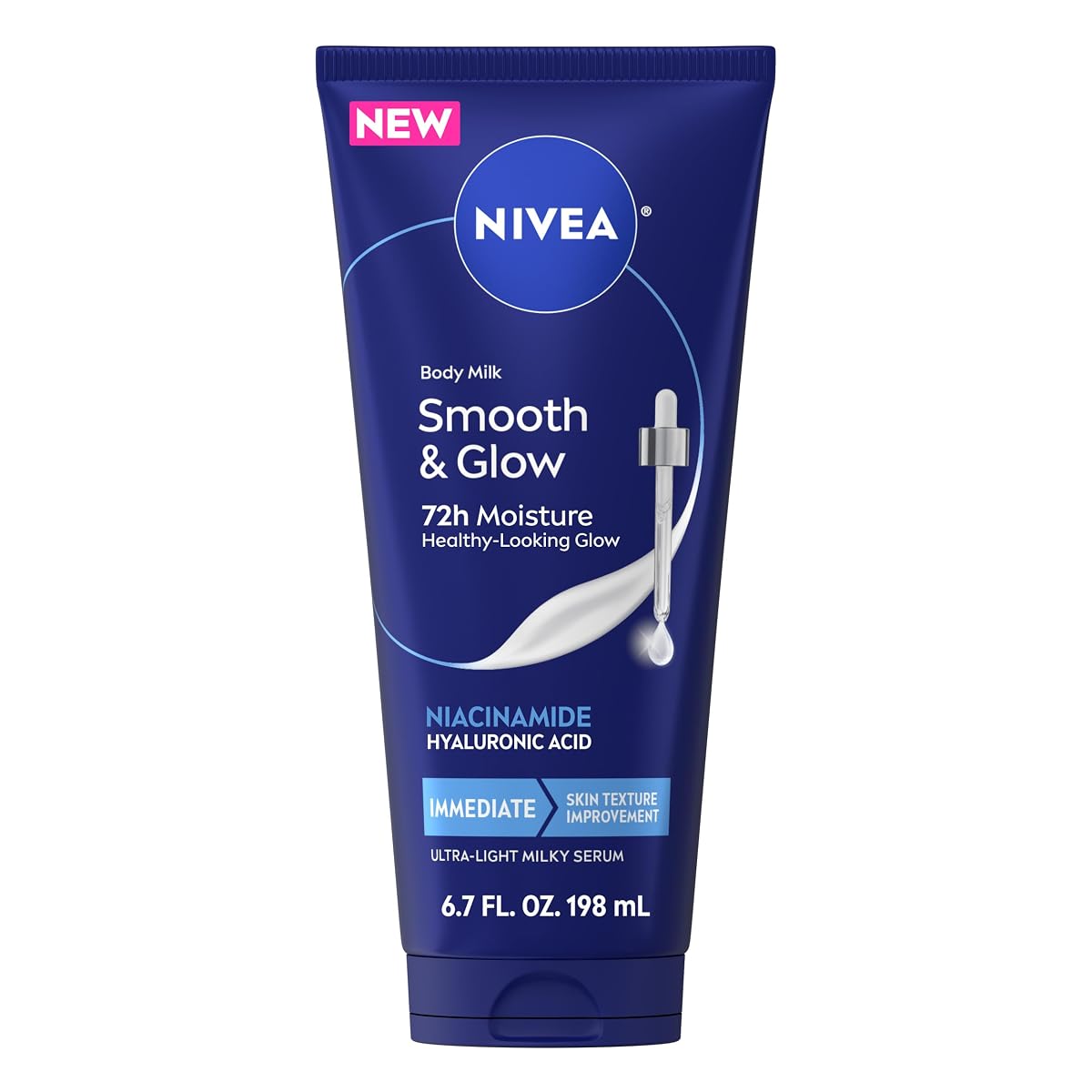 NIVEA Body Milk Smooth and Glow Ultra-Light Milky Serum, 6.7 FL OZ