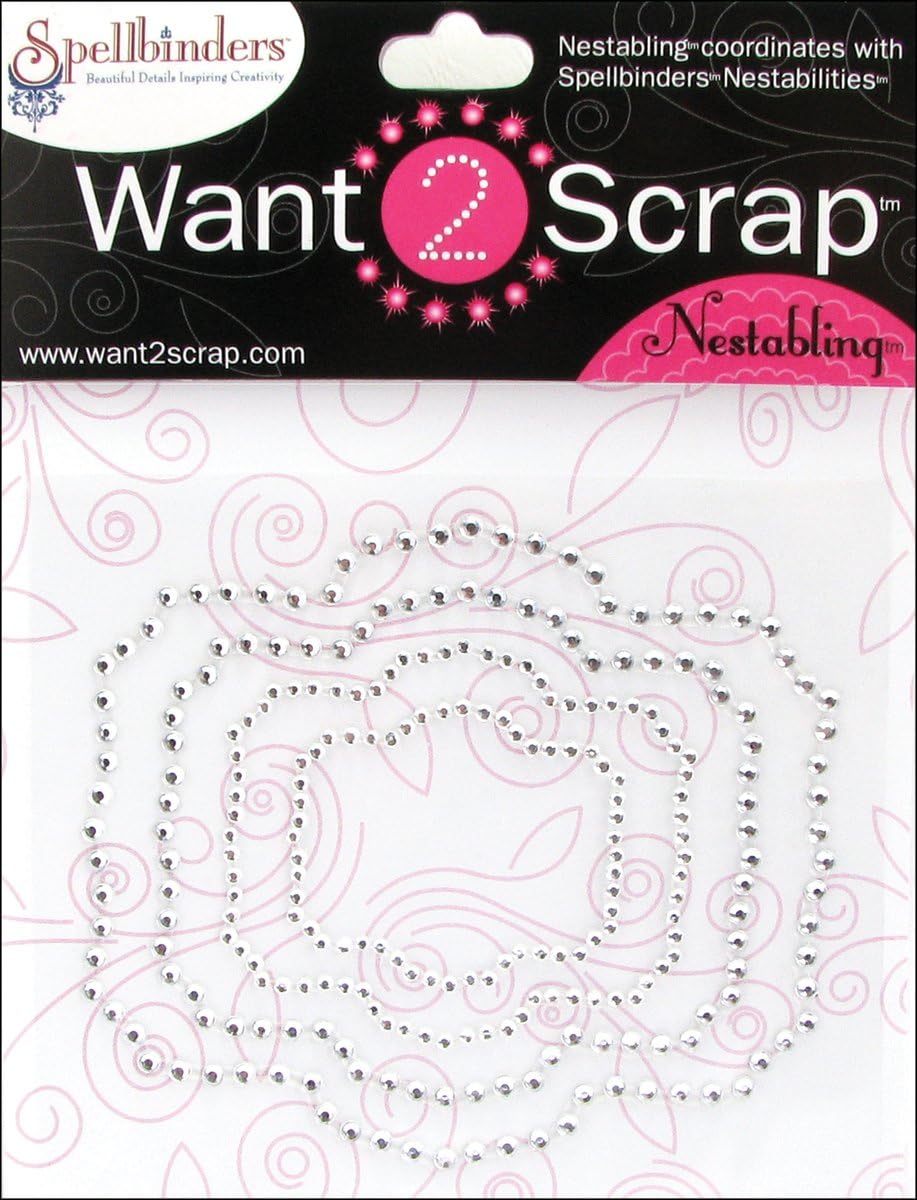 Want2Scrap Nestabling Labels Five Silver Rhinestones