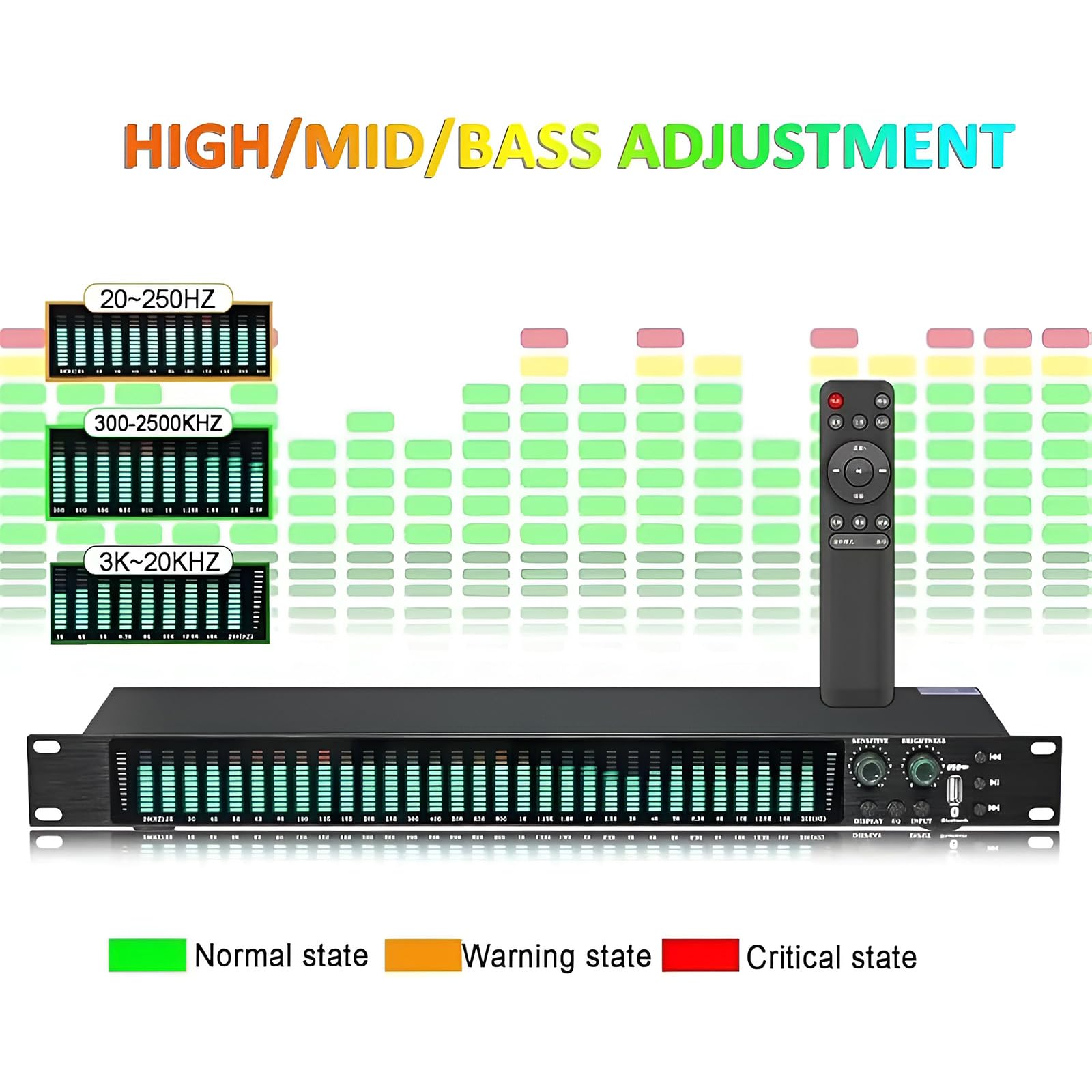 Ecualizador Gráfico De Audio Estéreo, Ecualizador Digital De 31 Bandas, Con Pantalla De Espectro Led, Procesador Dsp Y Reducción De Ruido, 10 Efectos Preestablecidos Para Estudio De Grabación