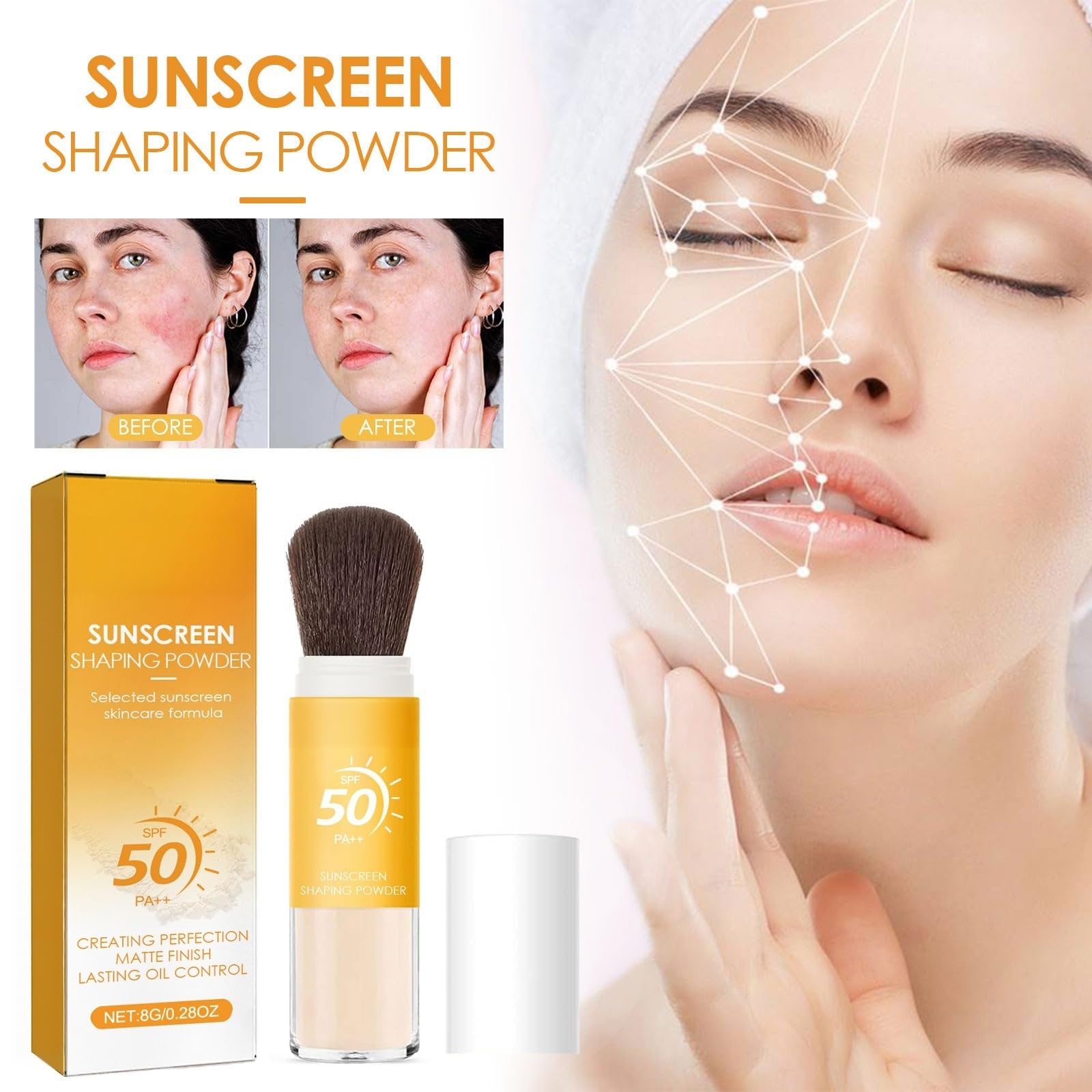 Poudre Fixatrice De Protection Solaire Naturelle, SPF 50 PA++