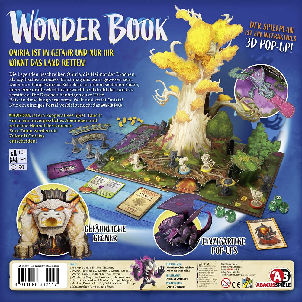 ABACUSSPIELE 33211 Wonder Book Pop up - Libro de jugadas para Toda la Familia, Color Amarillo