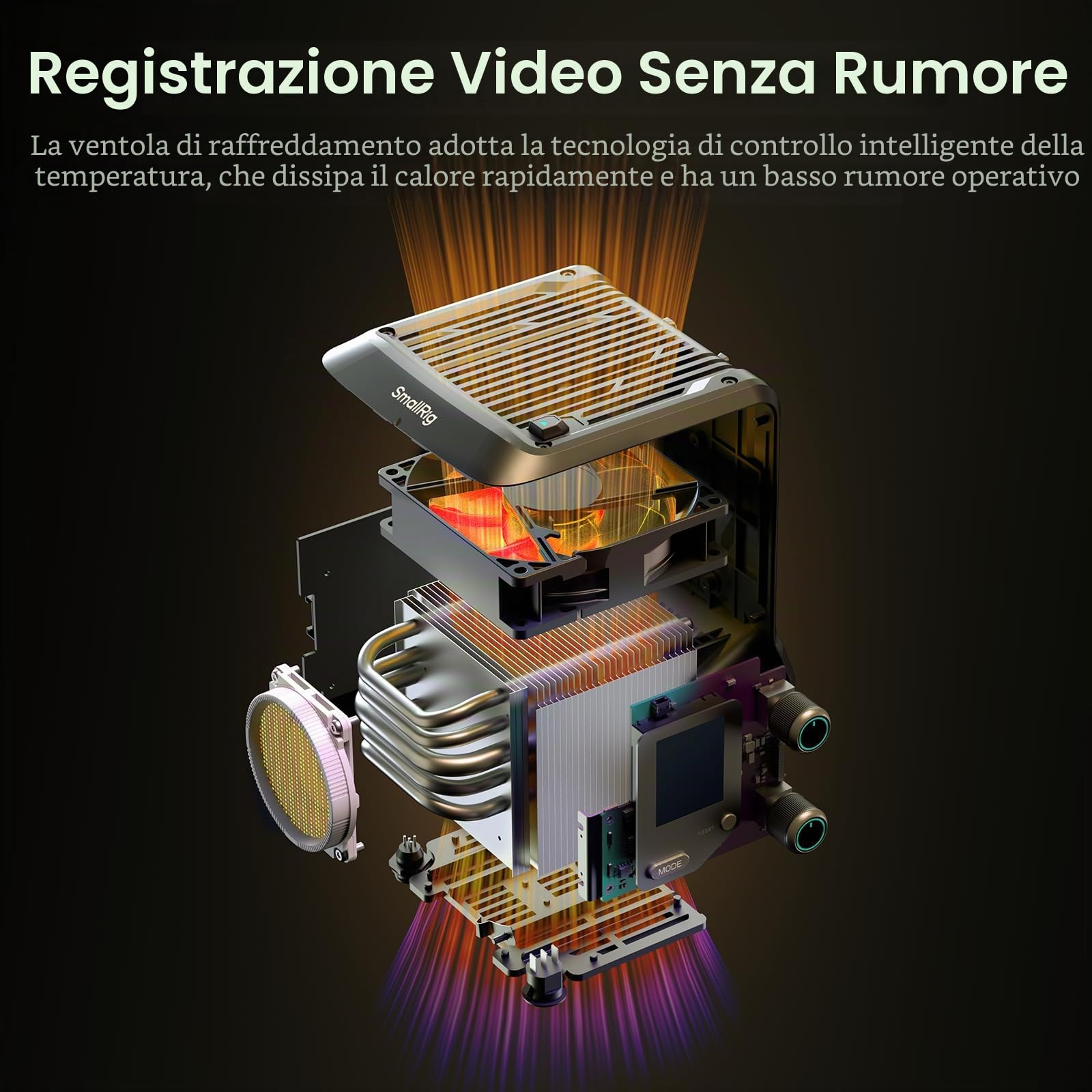 SMALLRIG RC 220B Pro Luce Video COB da 220 W, Luce Video Bicolore da 2700 K a 6500 K, Luce con montatura Bowens CRI 95+, Compatibile con 3 Metodi di Alimentazione - 4621