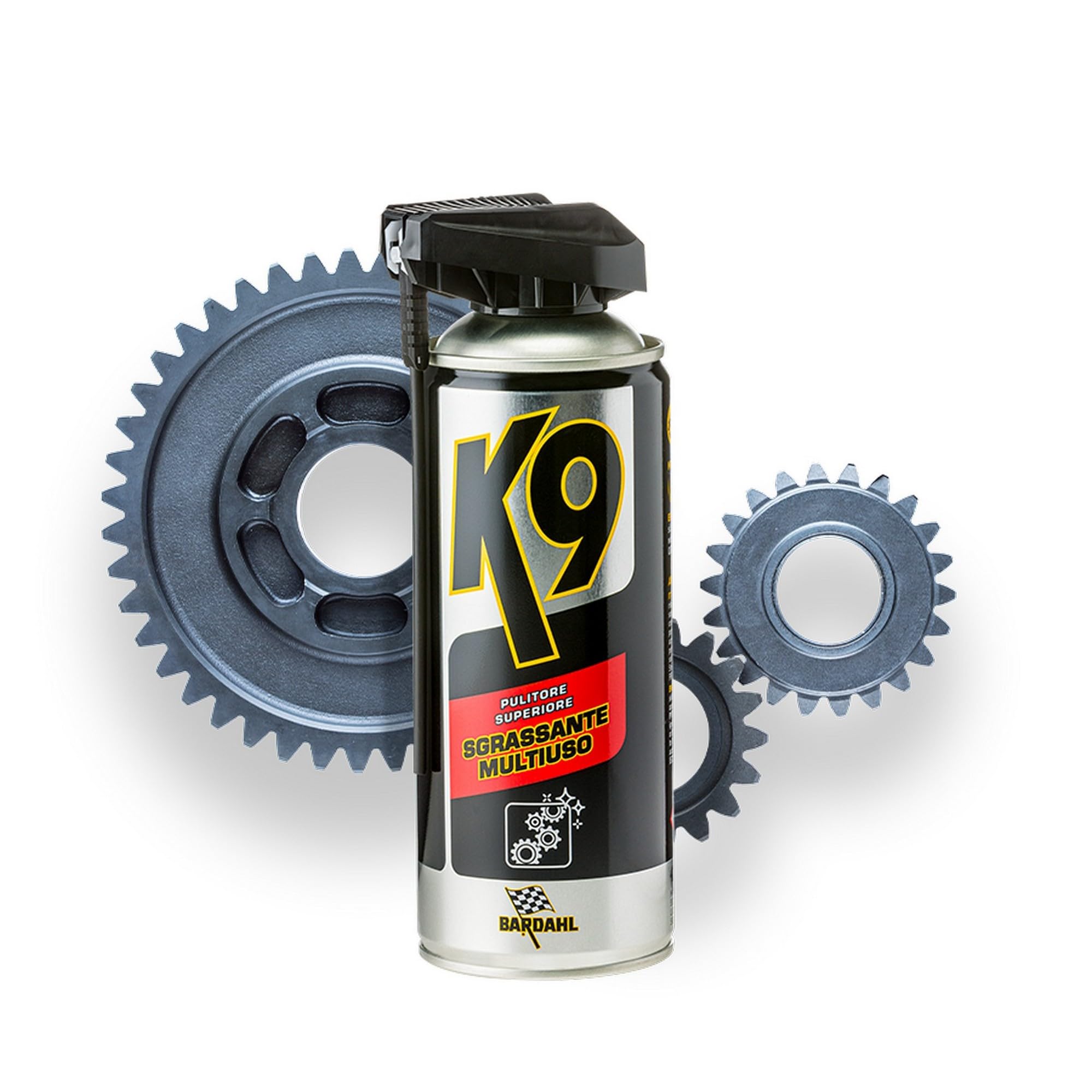 Bardahl K9 - Pulitore Superiore Sgrassante Multiuso, Rimuove Efficacemente Olio, Grasso, Sporco e Polvere, Sgrassatore Professionale per Plastica, Gomma e Metalli, ad Asciugatura Rapida, 400 ml