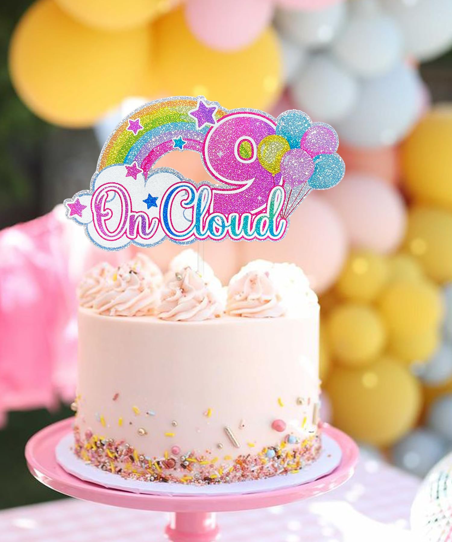 Aazon.co: LaVenty Pink On Cloud 9 Birthday Cake Topper And Decoration