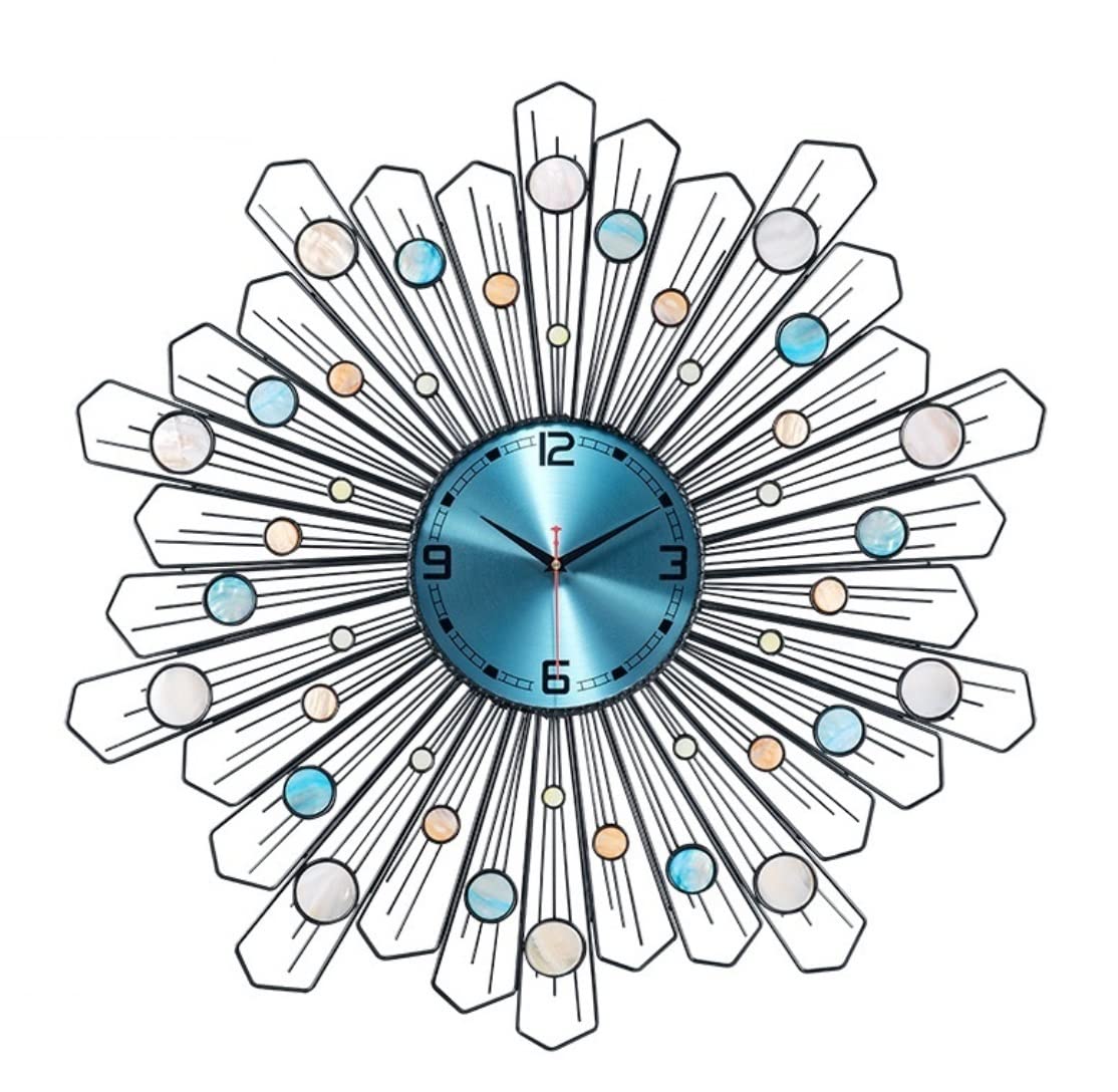 MYUYEE Farmhouse Vintage Clock Nordic Shell Metal Fashion Living Room Dining Room Wall ation Silent Clock for Bedroom Home Office for Bedroom Office,Svart-59cm (Blue-59cm)