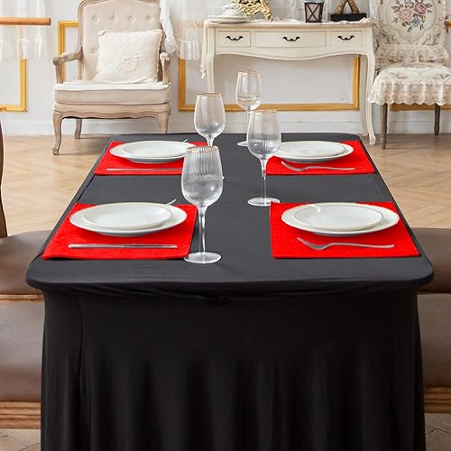 Miniatura 5 de Juego de 6 manteles individuales de tela de lino, lavables a máquina, resistentes al calor, sin arrugas, manteles individuales de poliéster grueso