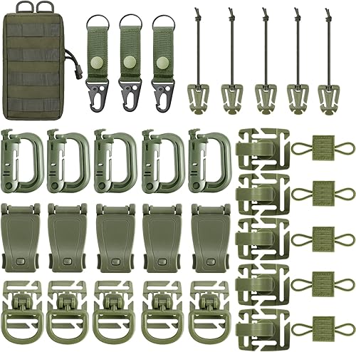 FRTKK Molle Accessories Kit de 34 accesorios para mochila táctica, cinturón, chaleco en D, clip de engranaje de bloqueo para correa de cincha de 1
