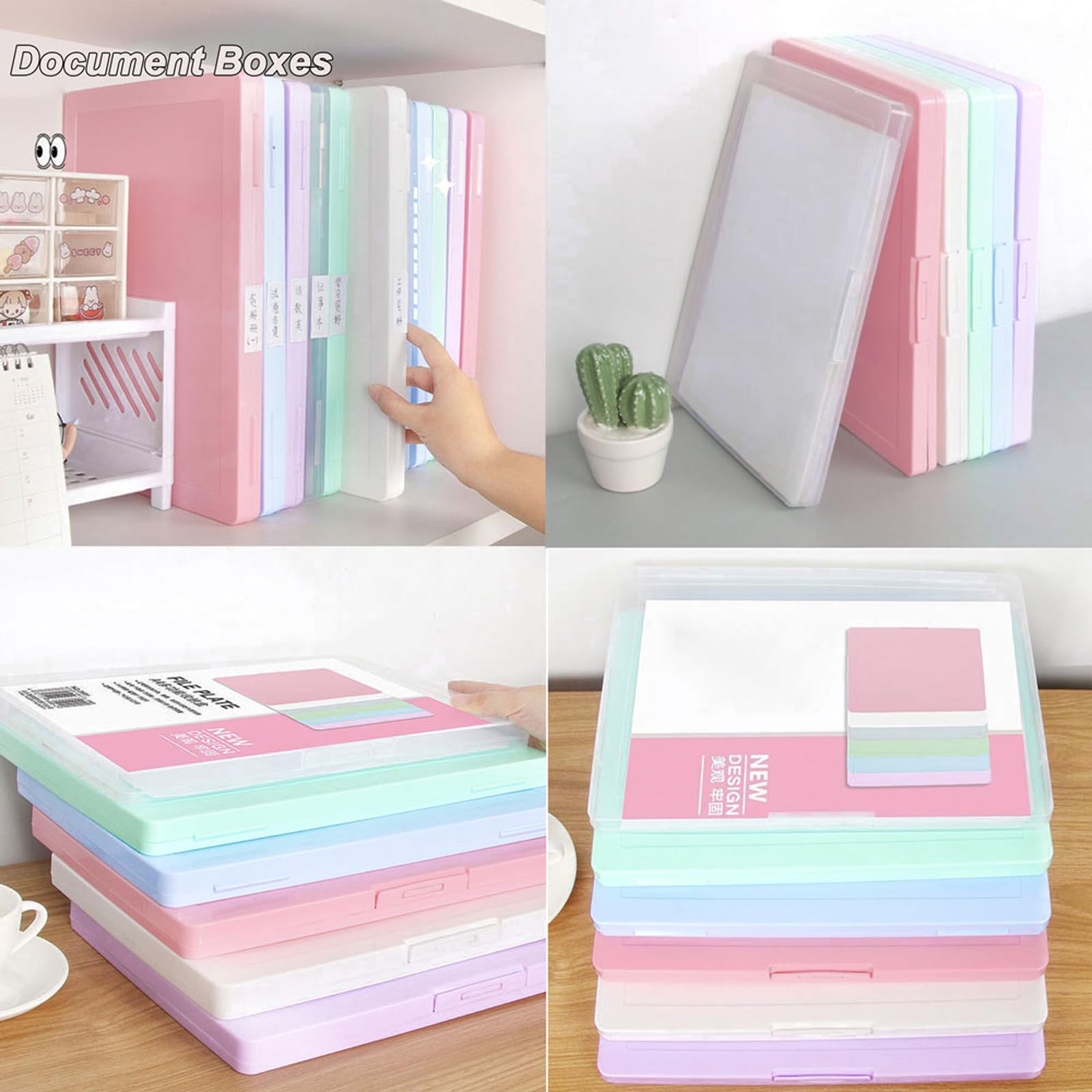 Plastic File Storage Box 4-Pack Plastic Storage File Boxes - Clear ...