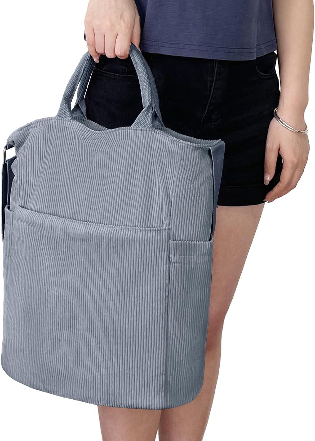 Beurlike Corduroy Tote Bag for Women Large Crossbody Hobo Bags Casual Messenger Shoulder Handbag for Shopping Work - Image 6