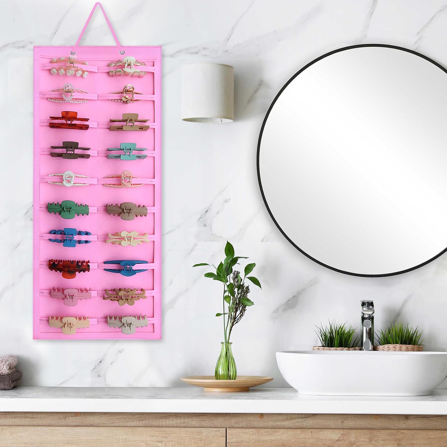 SMUK Hair Clip Organizer for Women & Girls - Hanging Mount Hair Claw Clip Holder & Stand Storage for Wall, Door, Closet image 5