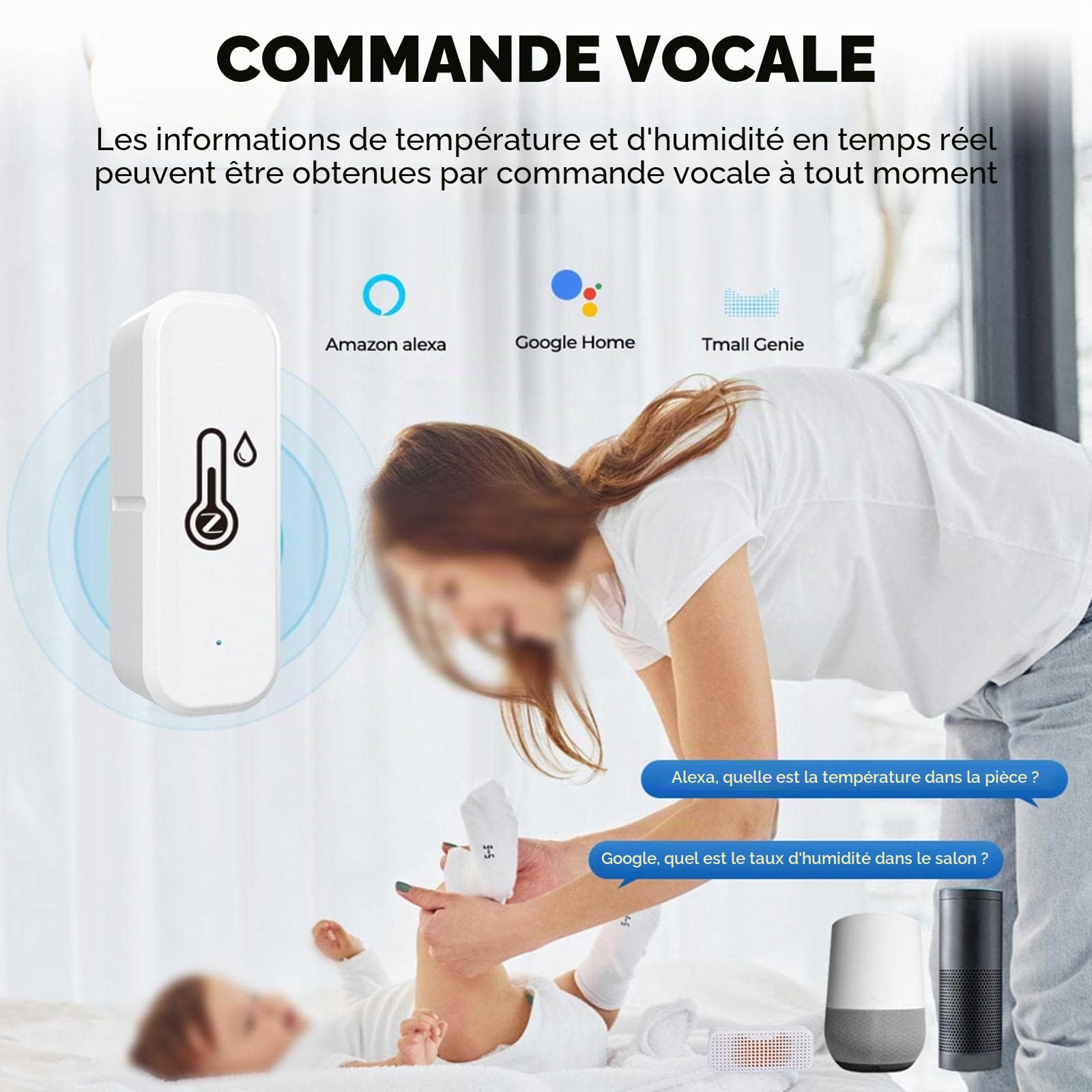 10x capteur de thermomètre hygromètre Tuya Zigbee avec enregistrement d'application rappel de batterie faible capteur de thermomètre intelligent fonctionne avec Alexa, Tuya et Smart Life Home Cave à v