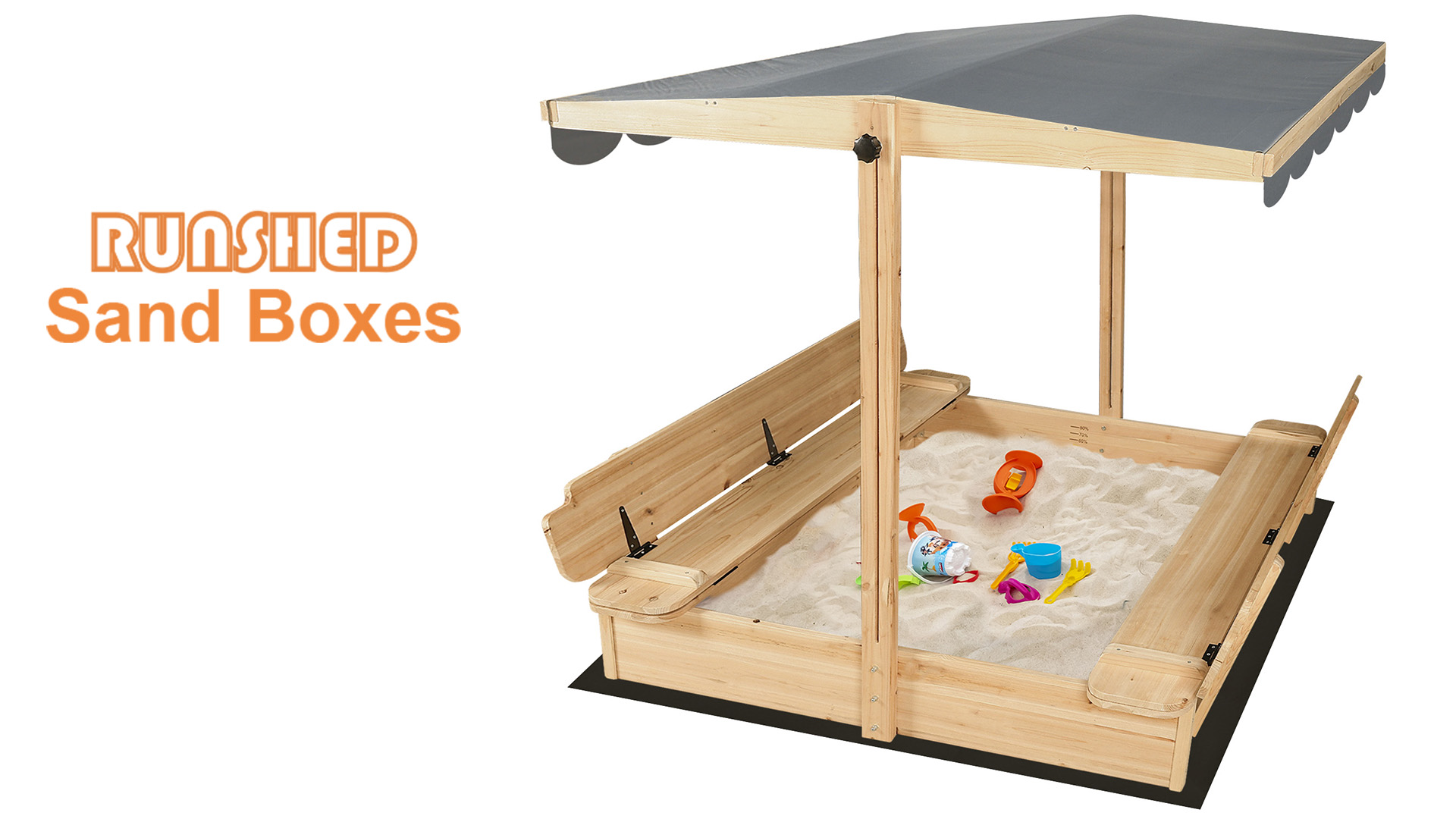 Amazon.com: RUNSHED Wooden Sandbox with Lid & Canopy Cover, 48x48