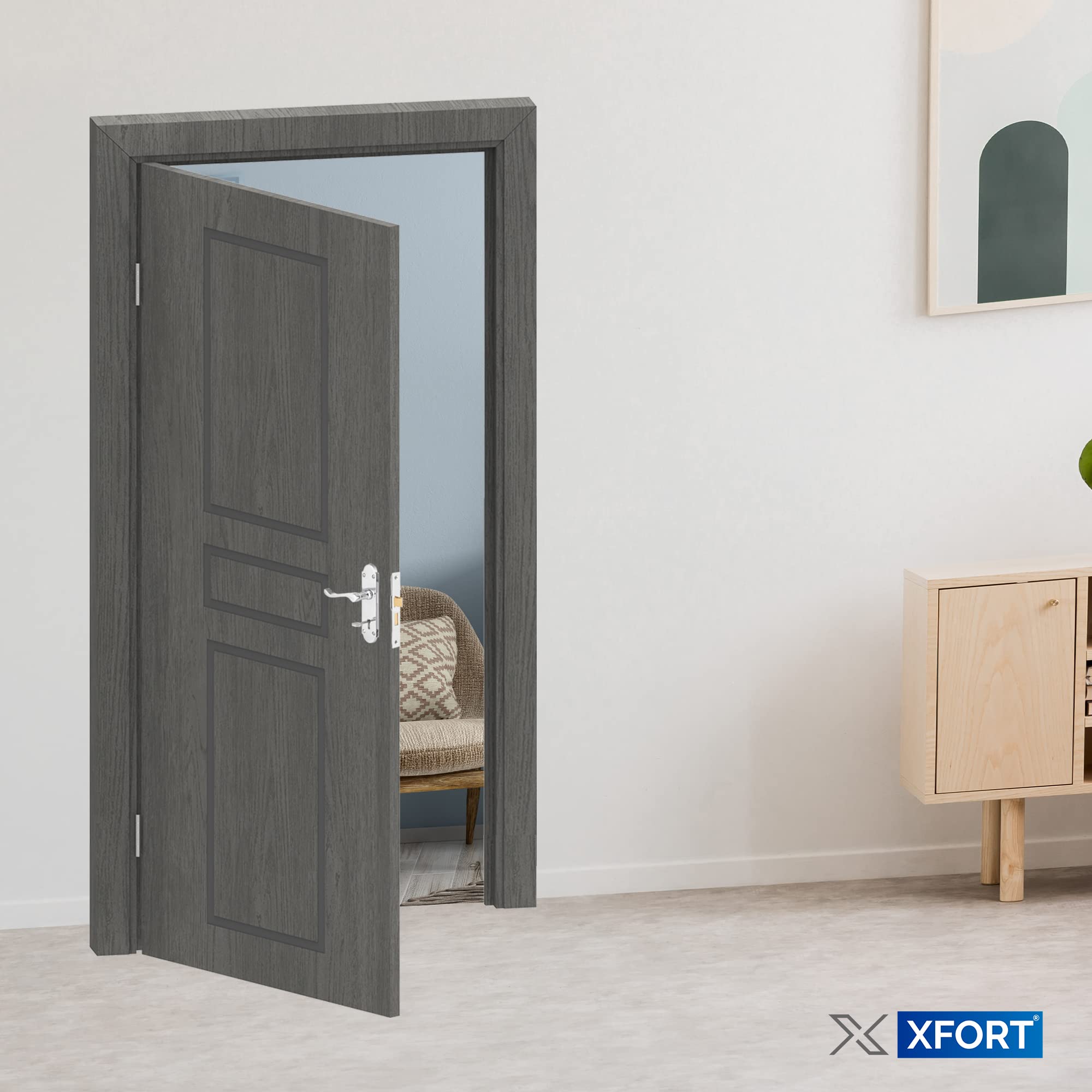 XFORT Chrome Elegance Range Polished Chrome Richmond Lever Lock Pack, Complete Set including Lock Door Handles - Image 4