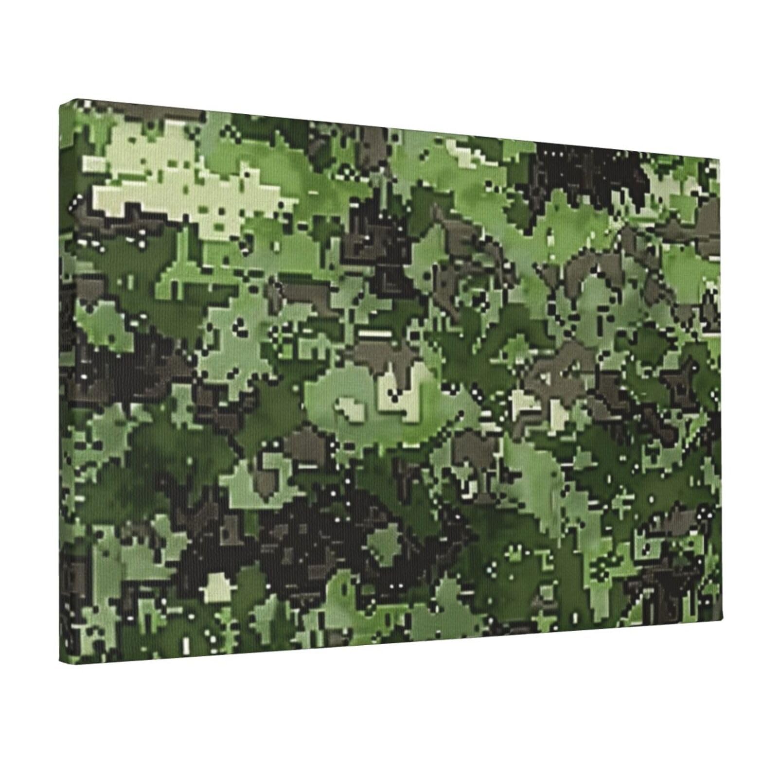 YKLJG Green Army Digital Camouflage print Printed Wall Art Canvas Prints 45x30 CM Wooden Framed Picture Painting Artwork for Bedroom Kitchen Home Office Decor