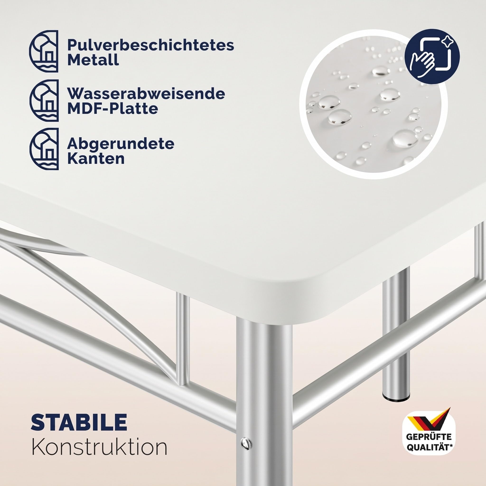 Casaria® Esstisch mit 4 Stühlen Holz 5-TLG Set Metall 110x70cm Industrial Esszimmer Küche Stühle Tisch Möbel Essgruppe Sitzgruppe Paul Weiß