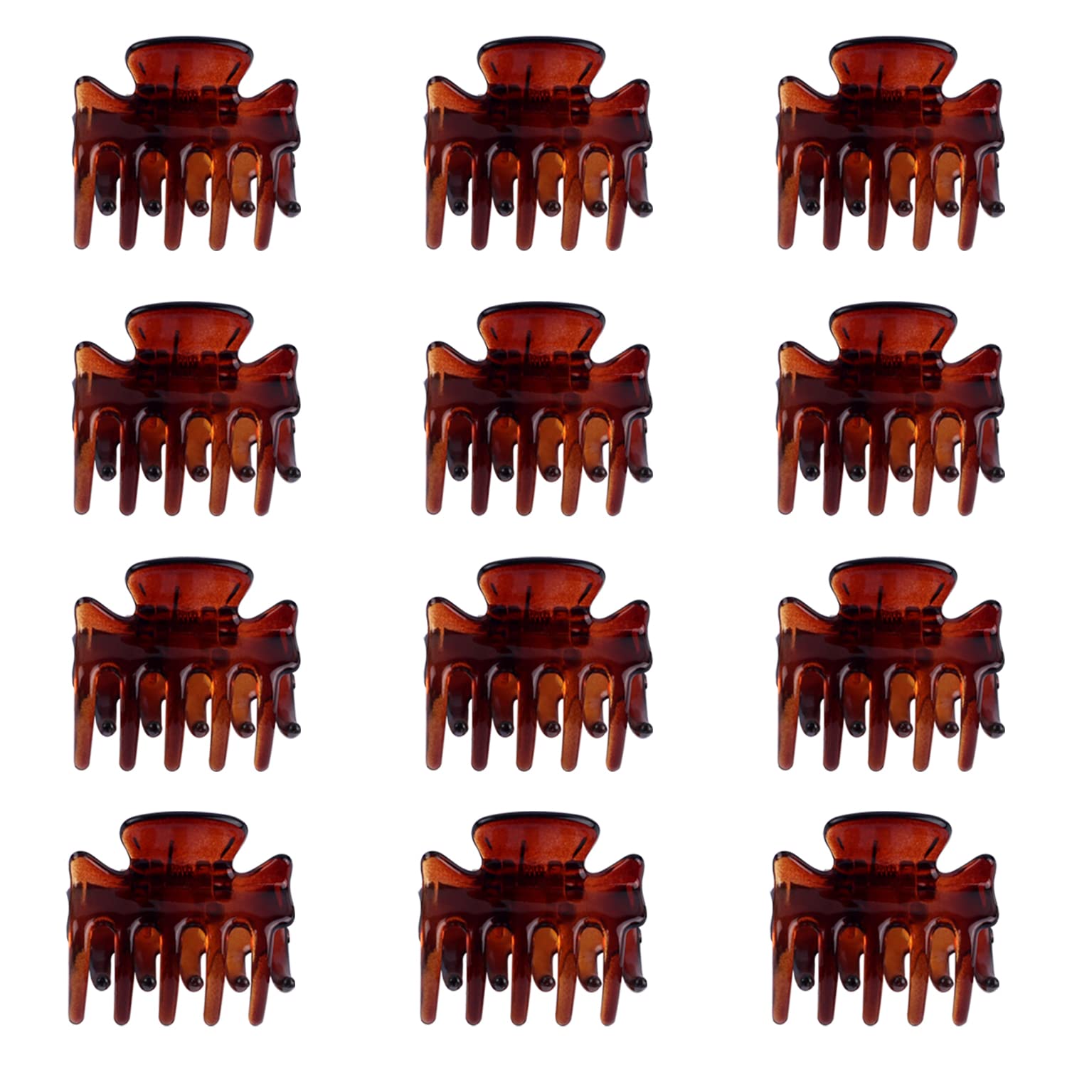 12 Pieces Small Hair Clips,3cm x 2cm/1.18inch x 0.78 inch Brown Mini Hair Claw Clips Plastic Hair Jaw Clips for Women and Girls