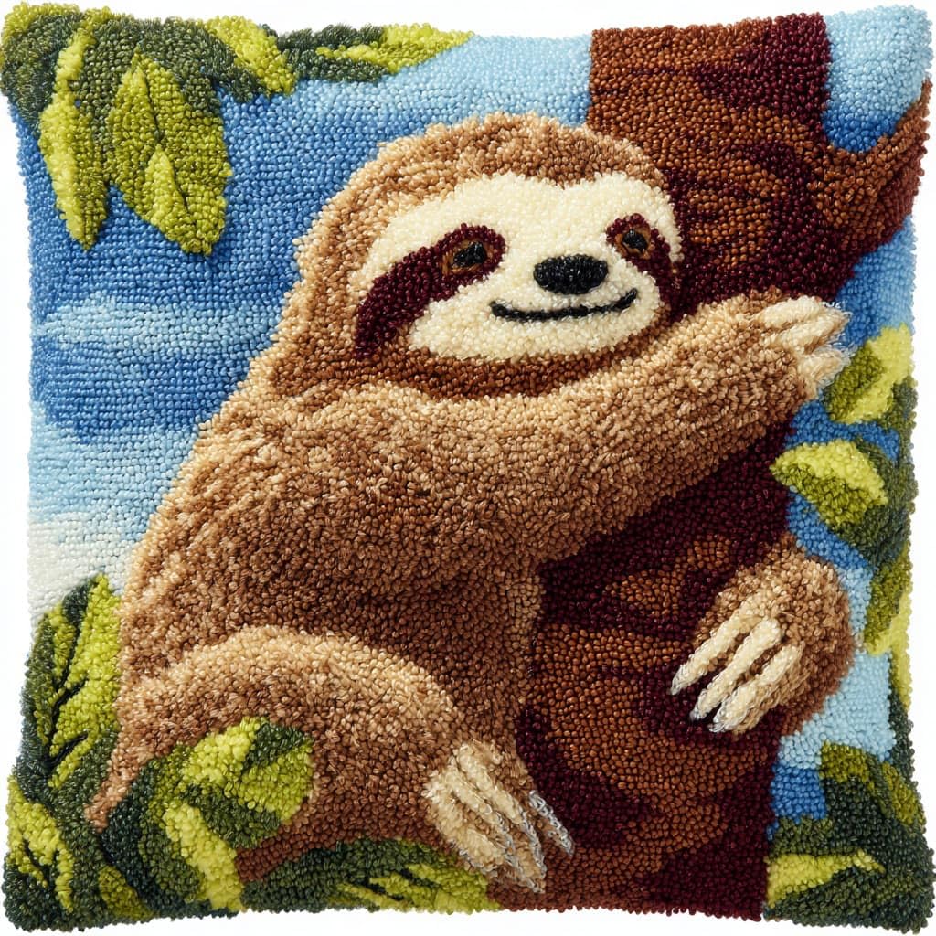 Henypt Latch Hook Kits Pillowcase Sloth