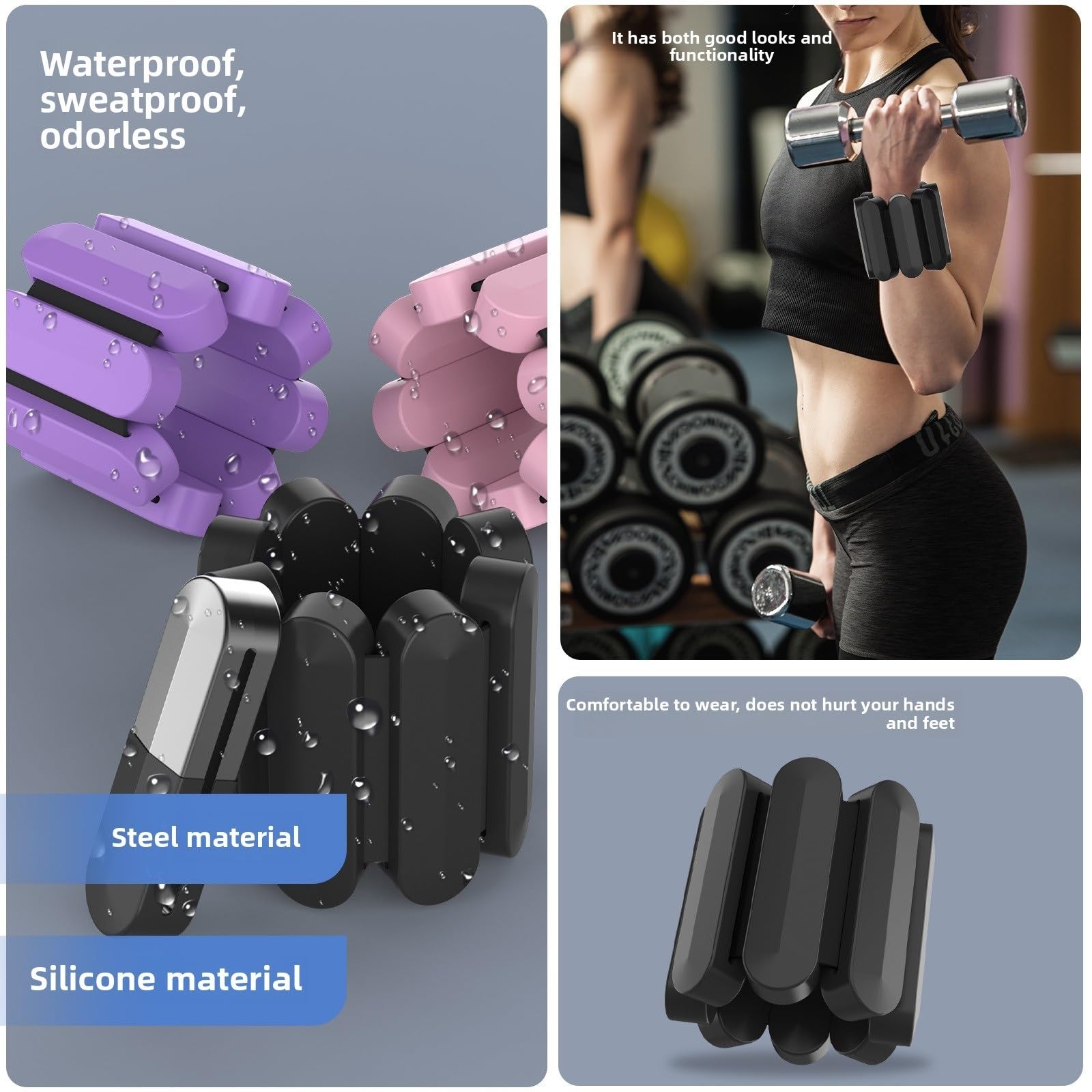 Cavigliere Pesi 1 paio di pesi da polso e caviglia da 2 libbre for donne e uomini, regolabili, for braccia e gambe, con pesi, for allenamento in palestra, corsa e yoga.