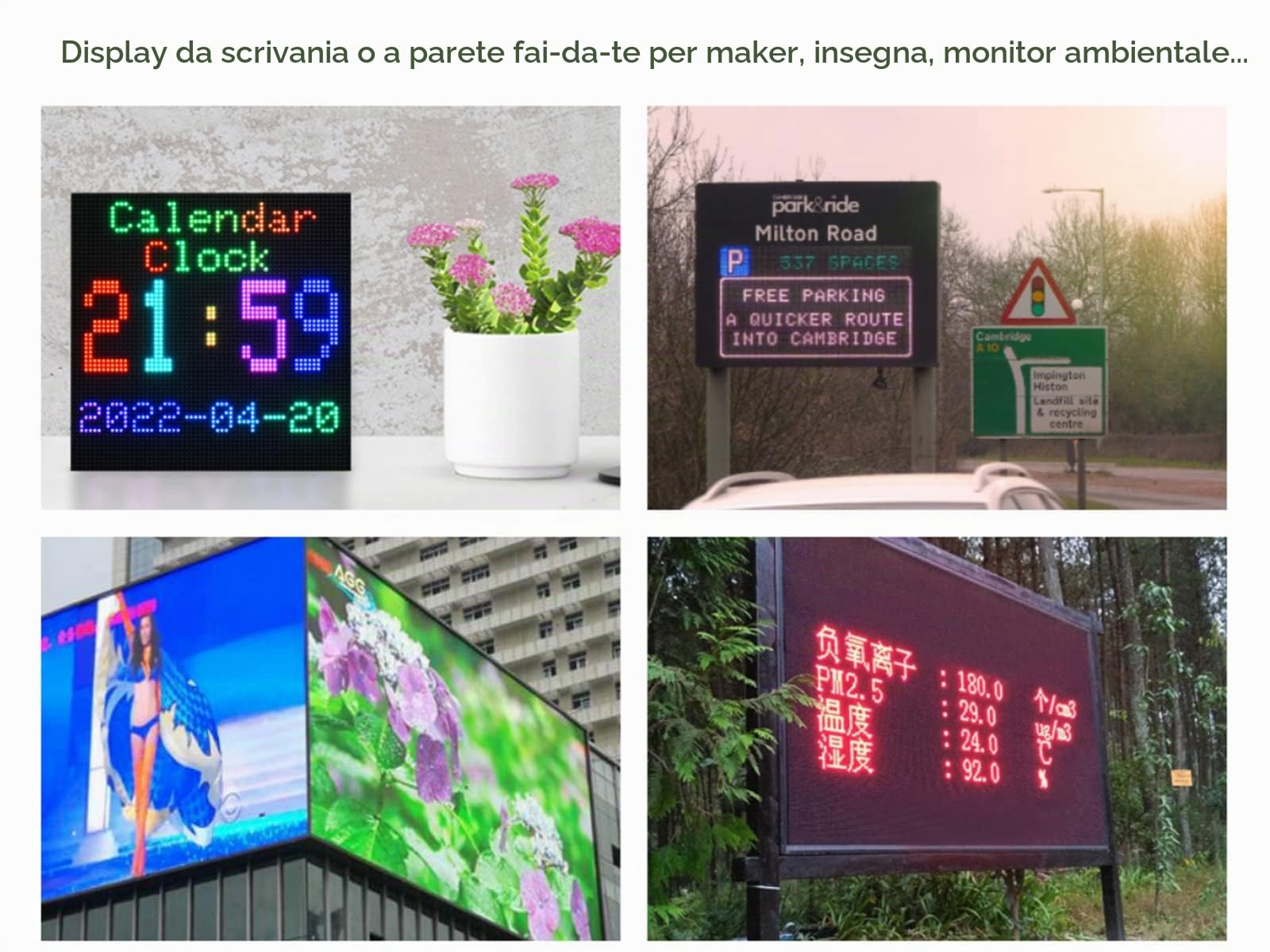 Pannello a Matrice LED RGB 64×64 pixel, 3mm Pitch, 4096 Individuali LED RGB Display a Colori Supporto Arduino, Raspberry Pi, Luminosità Regolabile