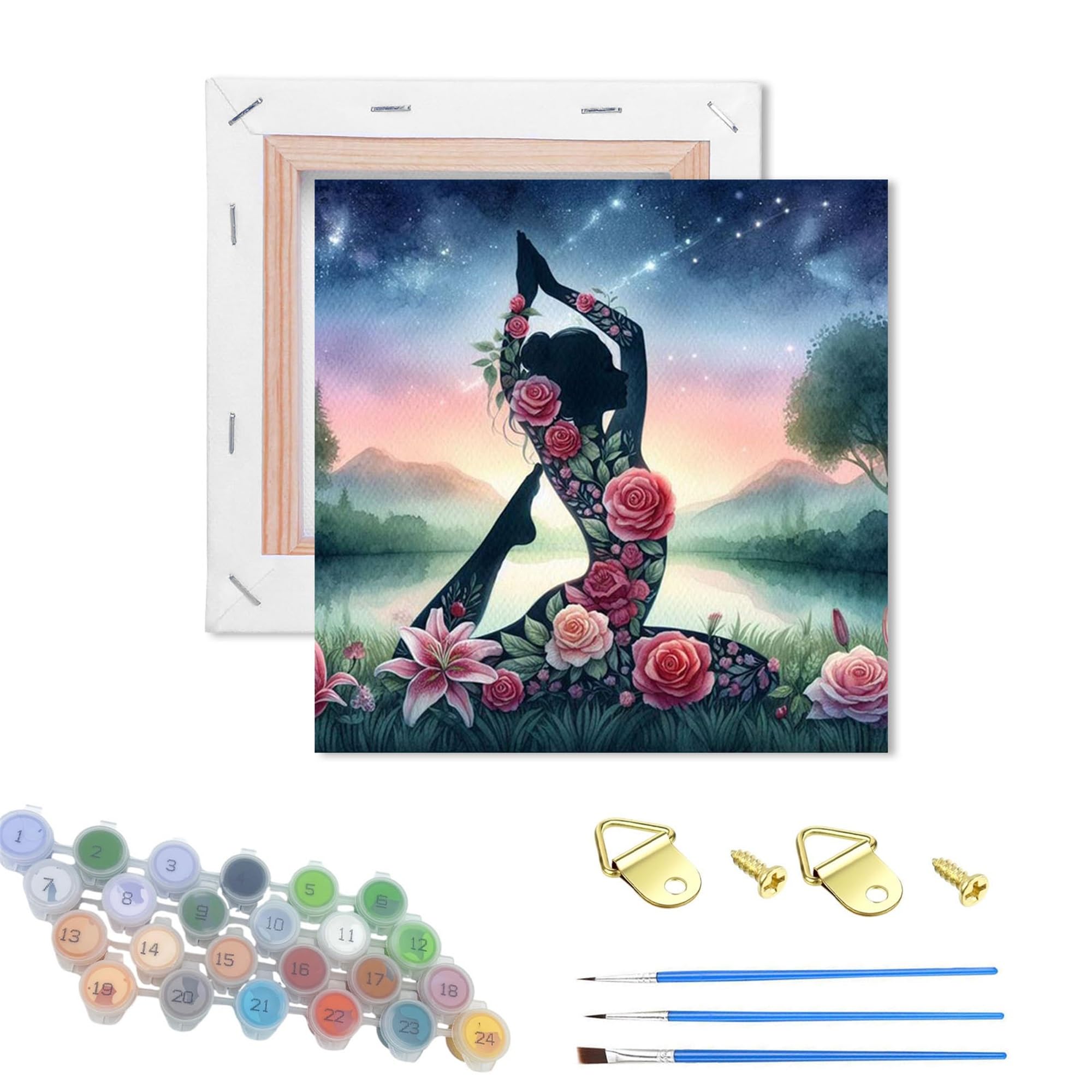 Wujiej Rose Woman Wooden Framed Paint By Numbers Kits For Adults,Diy Painting Kit On Canvas, Color By Numbers Acrylic,Adult Paint By Number For Wall Decor And Gifts (Rose Woman)