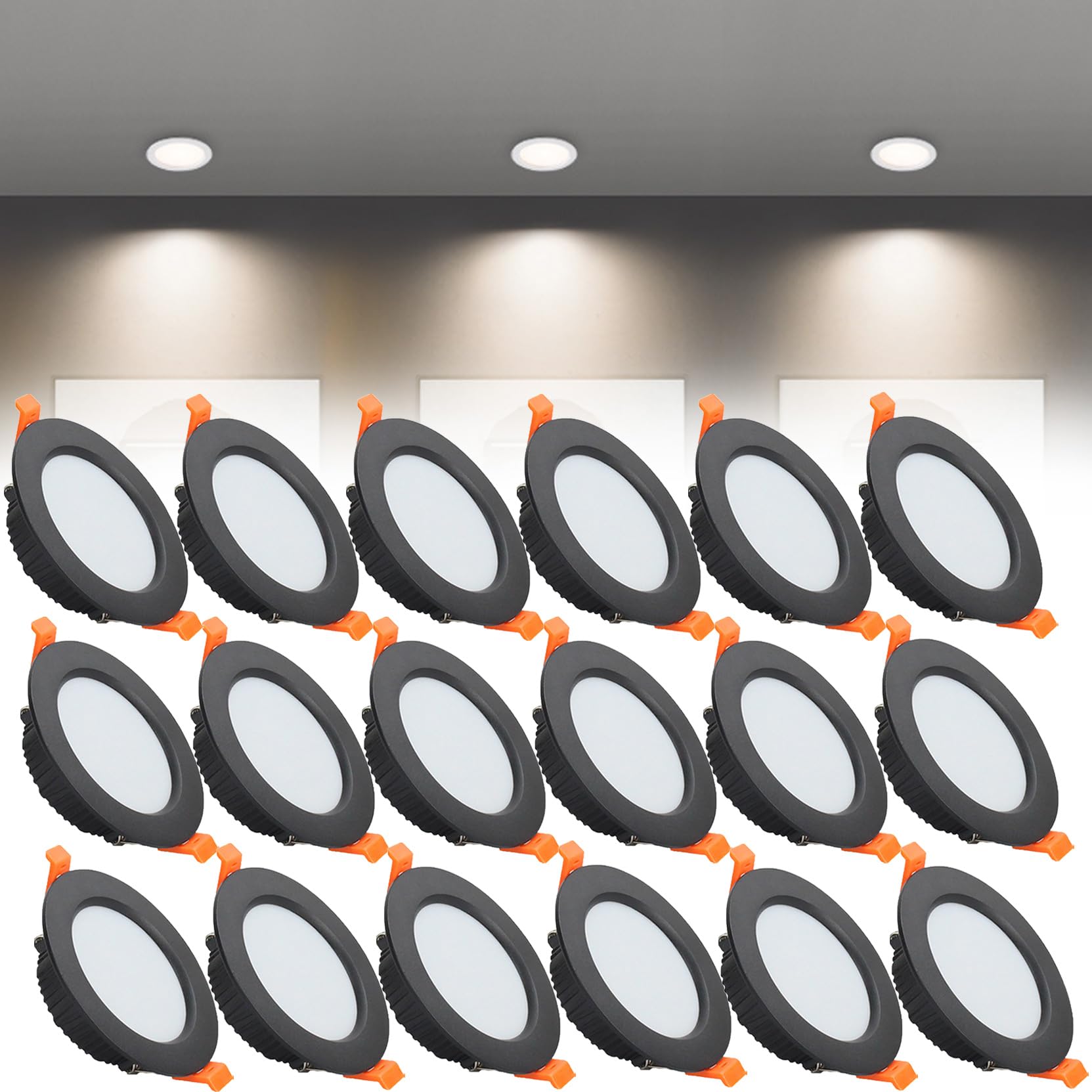Syibelters 9W LED Recessed Ceiling Lights 118mm Natural White 4000K 9W 240LM, Cut Φ90-100mm, AC110-240V Ultra Slim Downlights, LED Panel Light for Living Room Hallway, 18 Pack