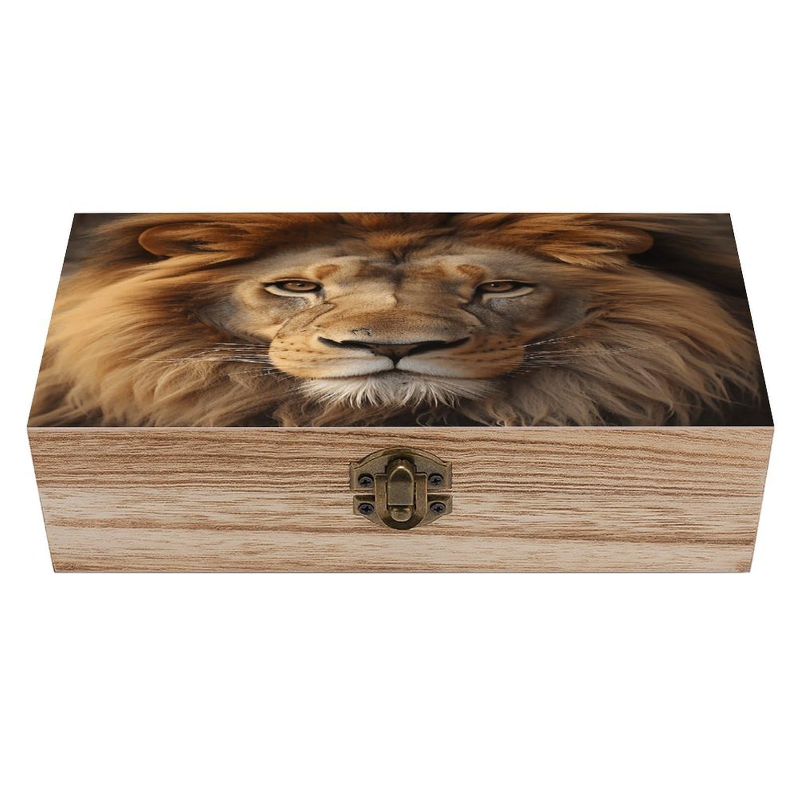 VstaDank African Lion Head Wooden Storage Box Decorative Jewelry Case with Lids Exquisite Wood Box Letters Gifts Acacia Wood Boxes Fashion Wooden Keepsake Boxes for Men Women