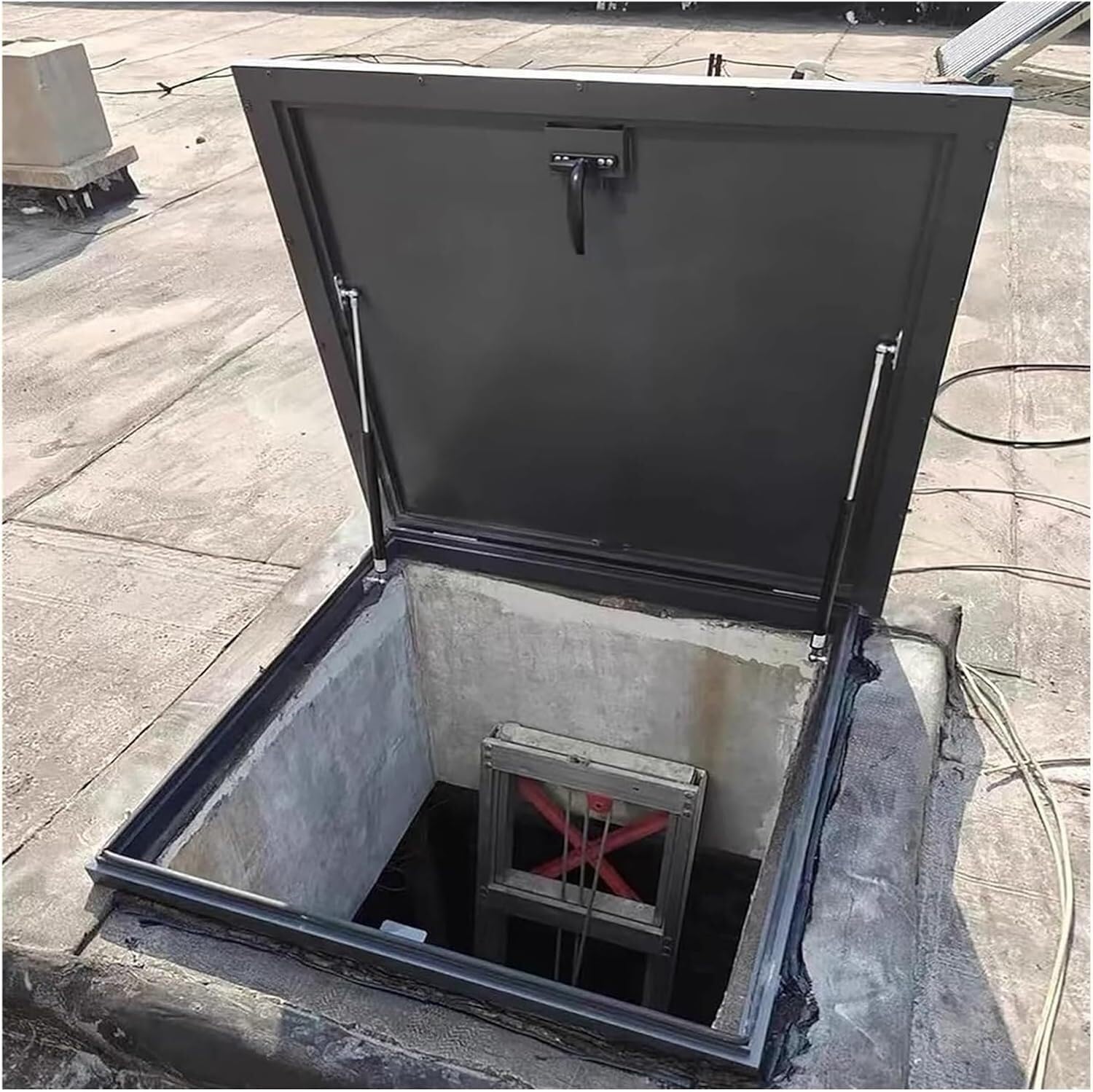 VUIKLCty Metal Roof Hatch Cover, Rainproof Manhole/cellar Exit Cover, Rectangular Attic Skylight Cover(65 * 65cm)
