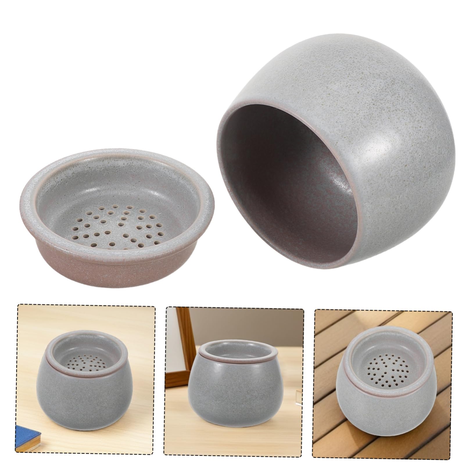 POPETPOP Chińska Ceramiczna Miska Do Filiżanek Z Sitkiem I Pokrywką. Stara Porcelanowa Miska Do Nalewania Zbiornik Na Przybory Ceremonii Herbacianej.