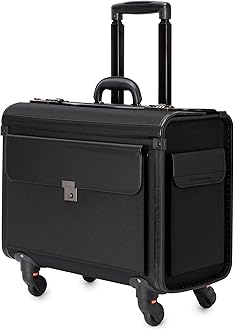 17” Laptop Rolling Briefcase 4 Wheels Pilot Lawyer Attache Travel Case