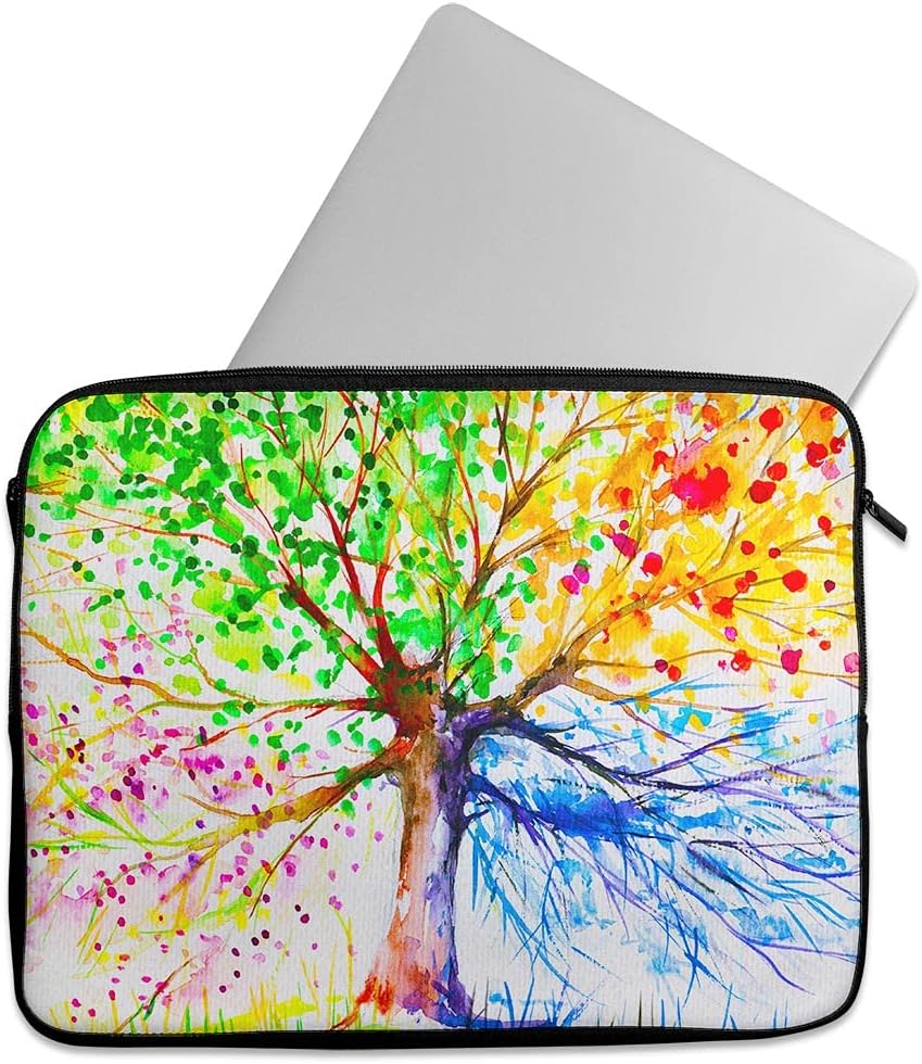 Design Skinz Abstract Colorful Watercolor Vivid Tree V3 13" Zipper Neoprene Sleeve Carrying Case Compatible with Acer, Asus, Dell, Lenovo, MacBook Laptops