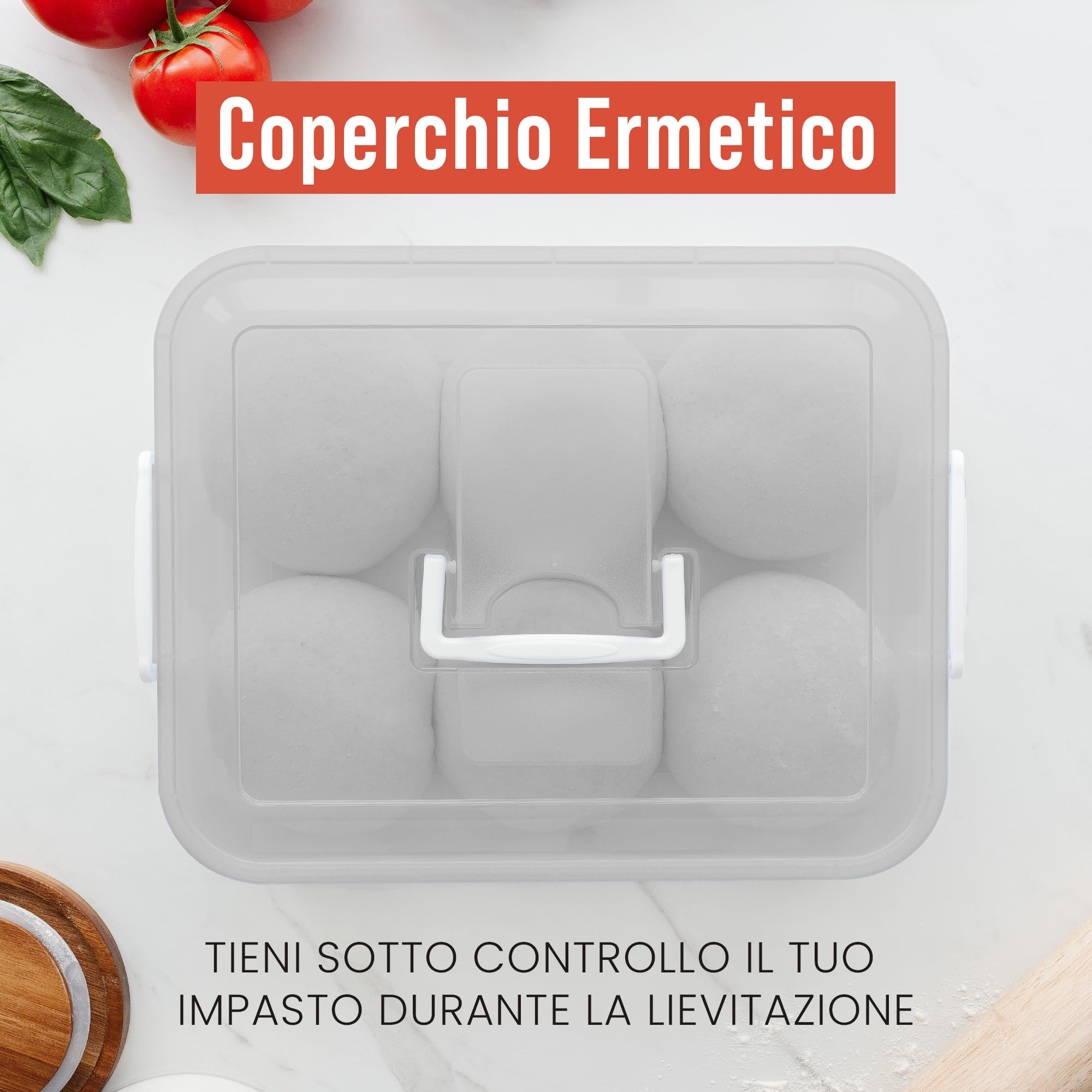 Chef Pomodoro Contenitore Lievitazione Pizza, Cassetta per Pizza, Set Accessori da Pizzeria (Grigio, 35,6 x 27,9 cm)