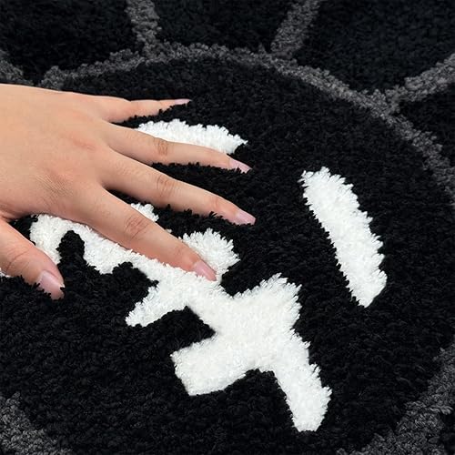 Miniatura 3 de Trippy - Alfombra de cara feliz, alfombras de baño copetudas, de secado rápido, antideslizantes, absorbentes de agua, 2 pies, color negro, alfombras