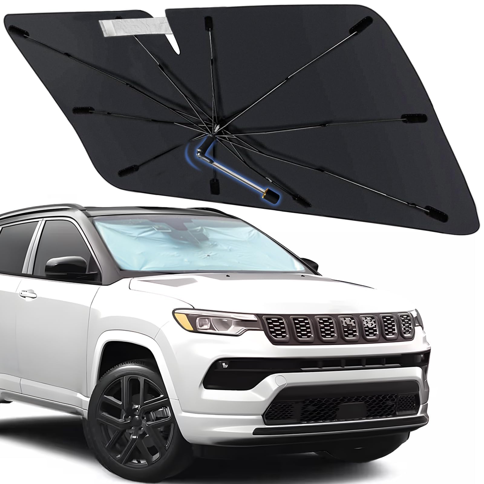Parasol para parabrisas de Jeep Compass 2017-2025, personalizado para Compass 2017-2022 2023 2024 2025 para parabrisas delantero, parasol de coche para aislamiento térmico
