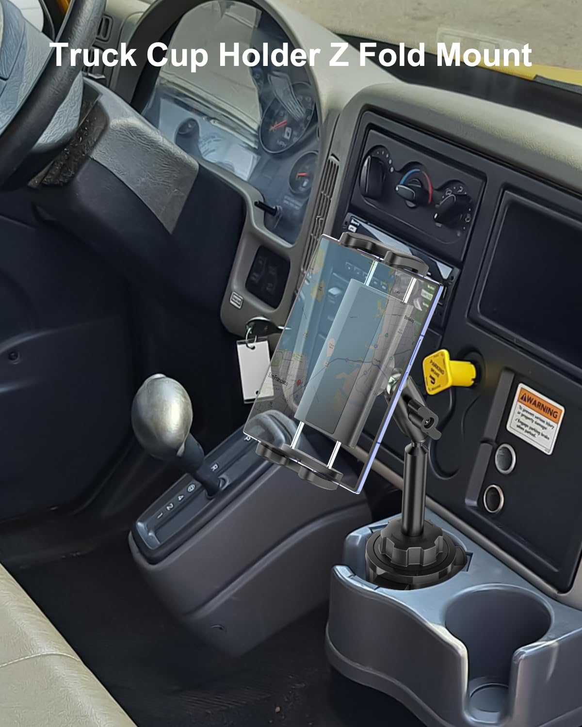 Z Fold Car Mount, [Sturdy Metal Arm] Cup Holder Folding Phone Mount, 360° Adjustable Tablet Phone Stand Truck CupHolder for Galaxy Z Fold 7 6 5 4 3 2, Pixel Fold, Galaxy Tab, 4-13" Device